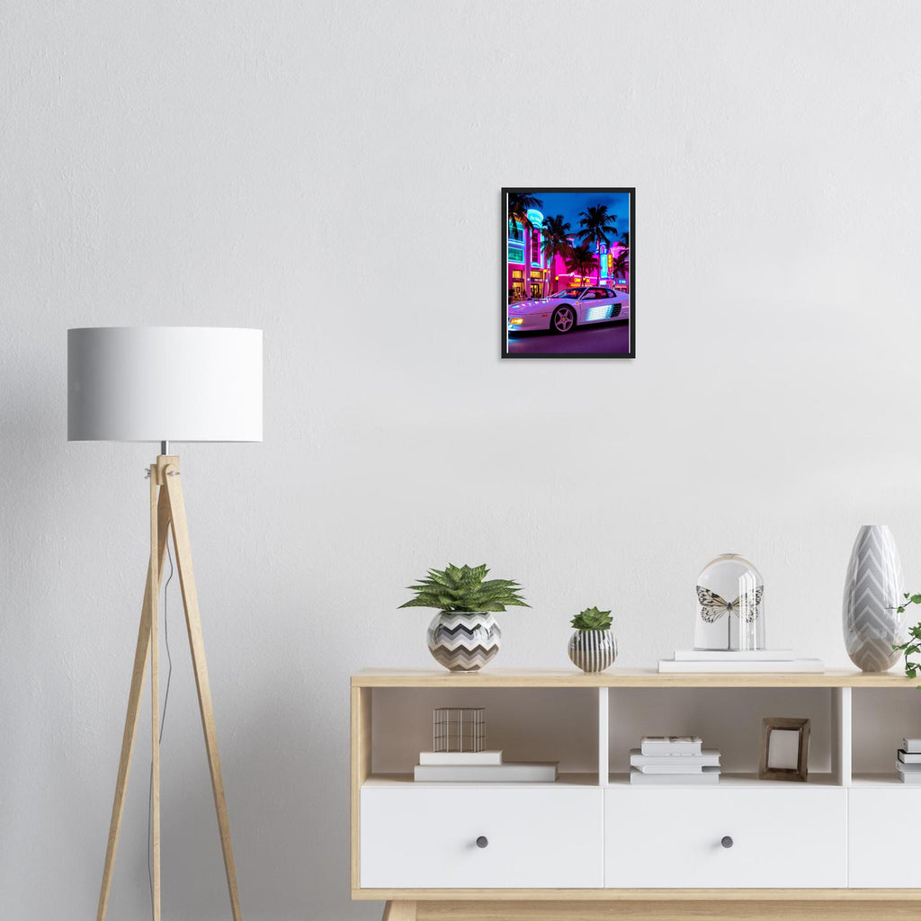 Ferrari Testarossa Miami Framed Art Print — detail view | Wild Thread Co