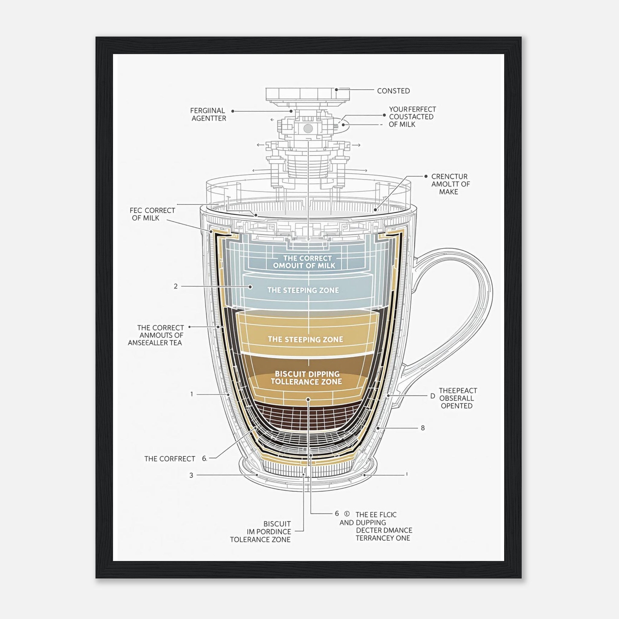 Tea Engineering Cross-section Framed Art Print — detail view | Wild Thread Co