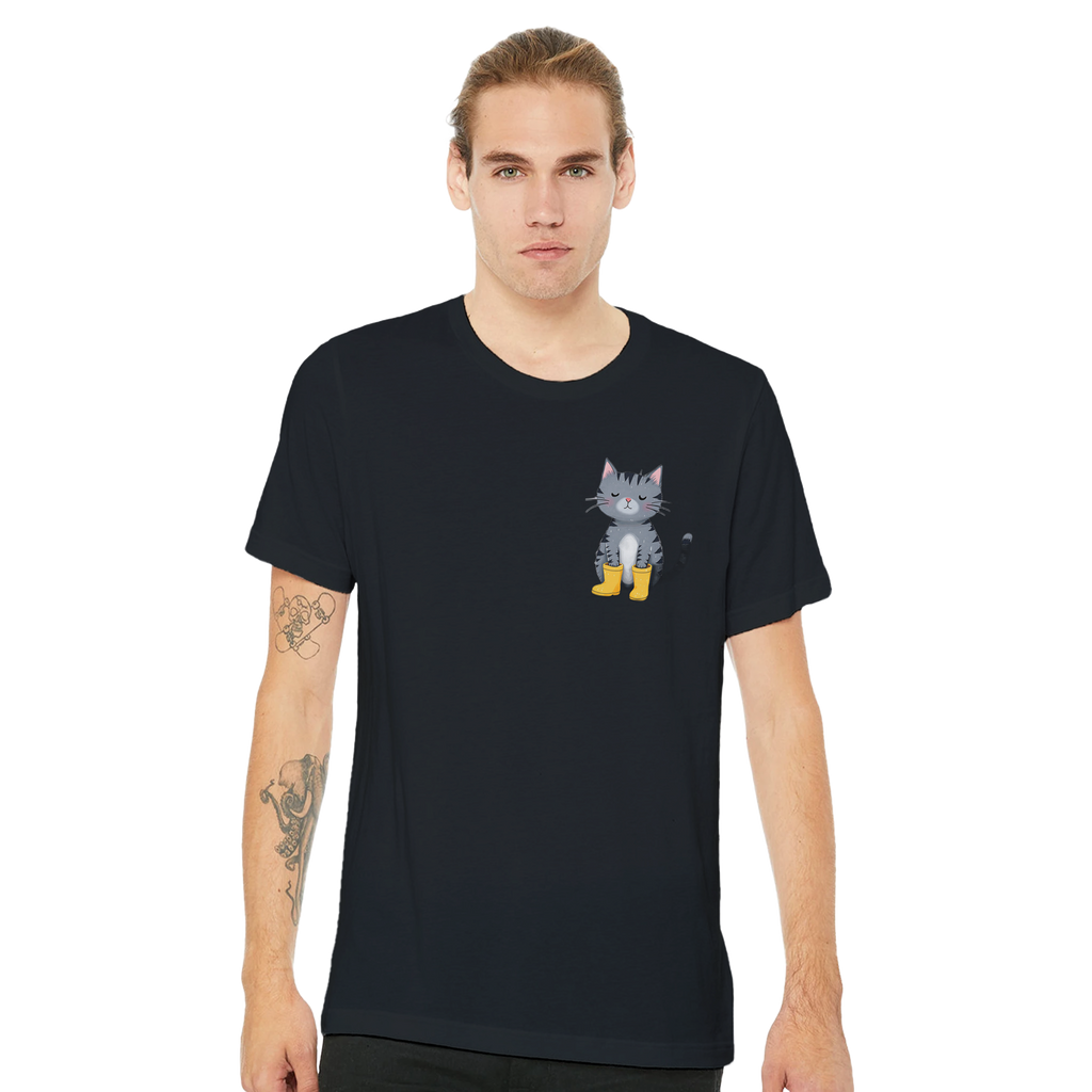 Cat In Rain Puddle T-Shirt — detail view | Wild Thread Co