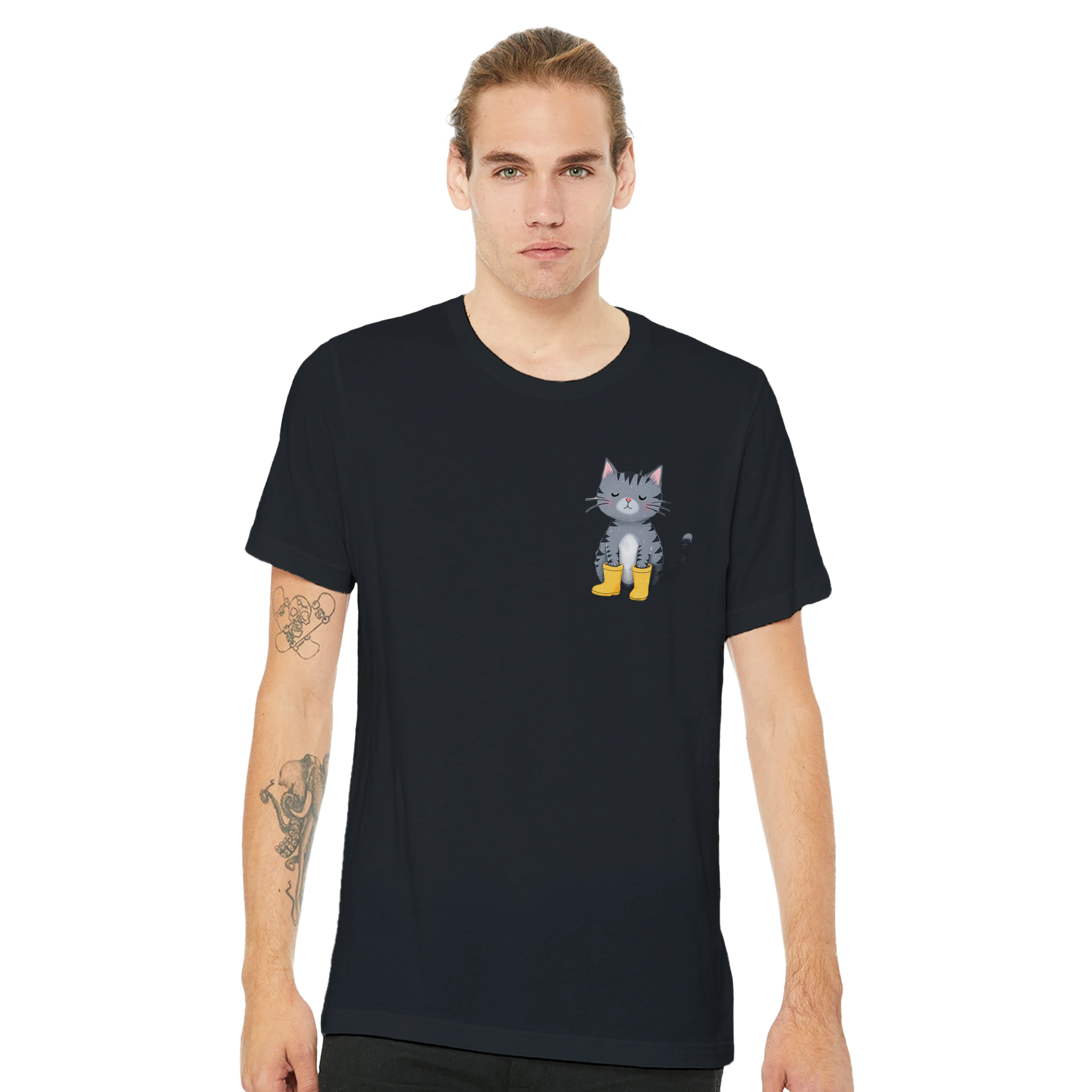 Cat In Rain Puddle T-Shirt — detail view | Wild Thread Co