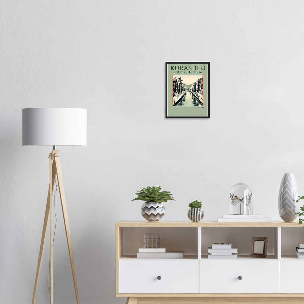 Kurashiki Vintage Travel Poster Framed Art Print — detail view | Wild Thread Co