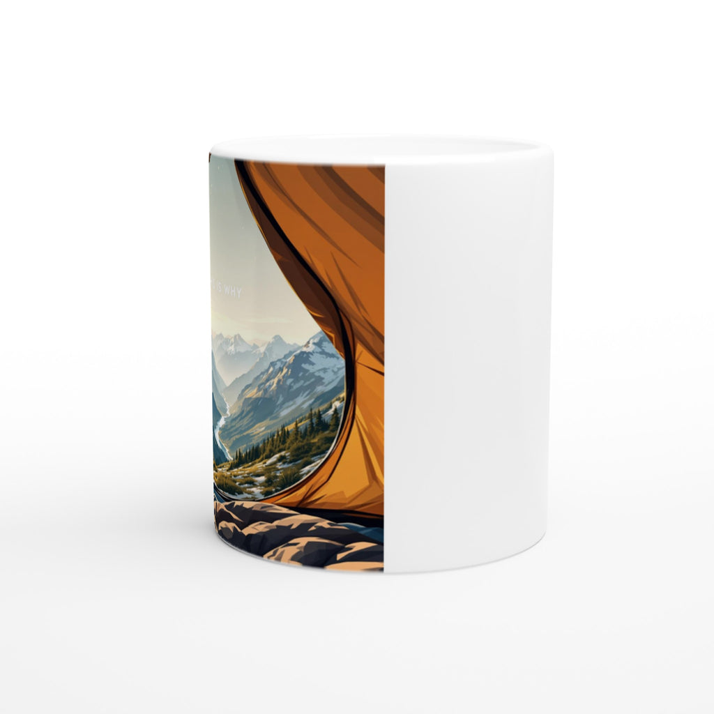 Tent Doorway Mountain Morning Mug — detail view | Wild Thread Co