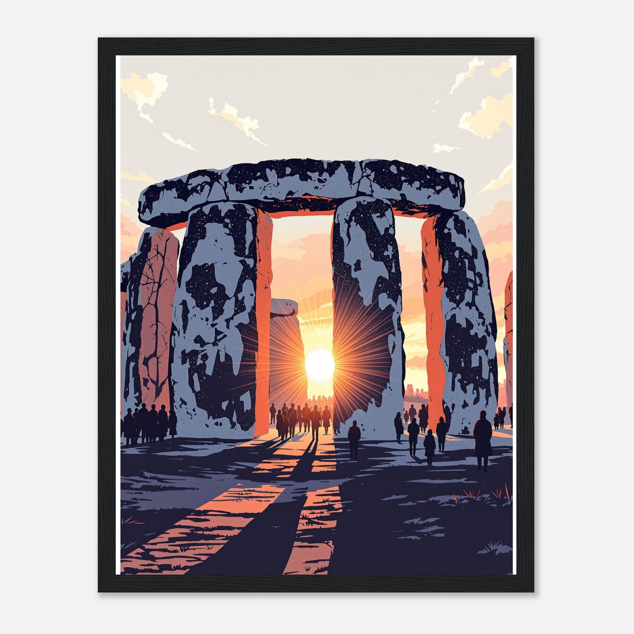 Stonehenge Winter Solstice Dawn Framed Print Wall Art Ready to Hang UK UK Gift Framed Art Print — detail view | Wild Thread Co