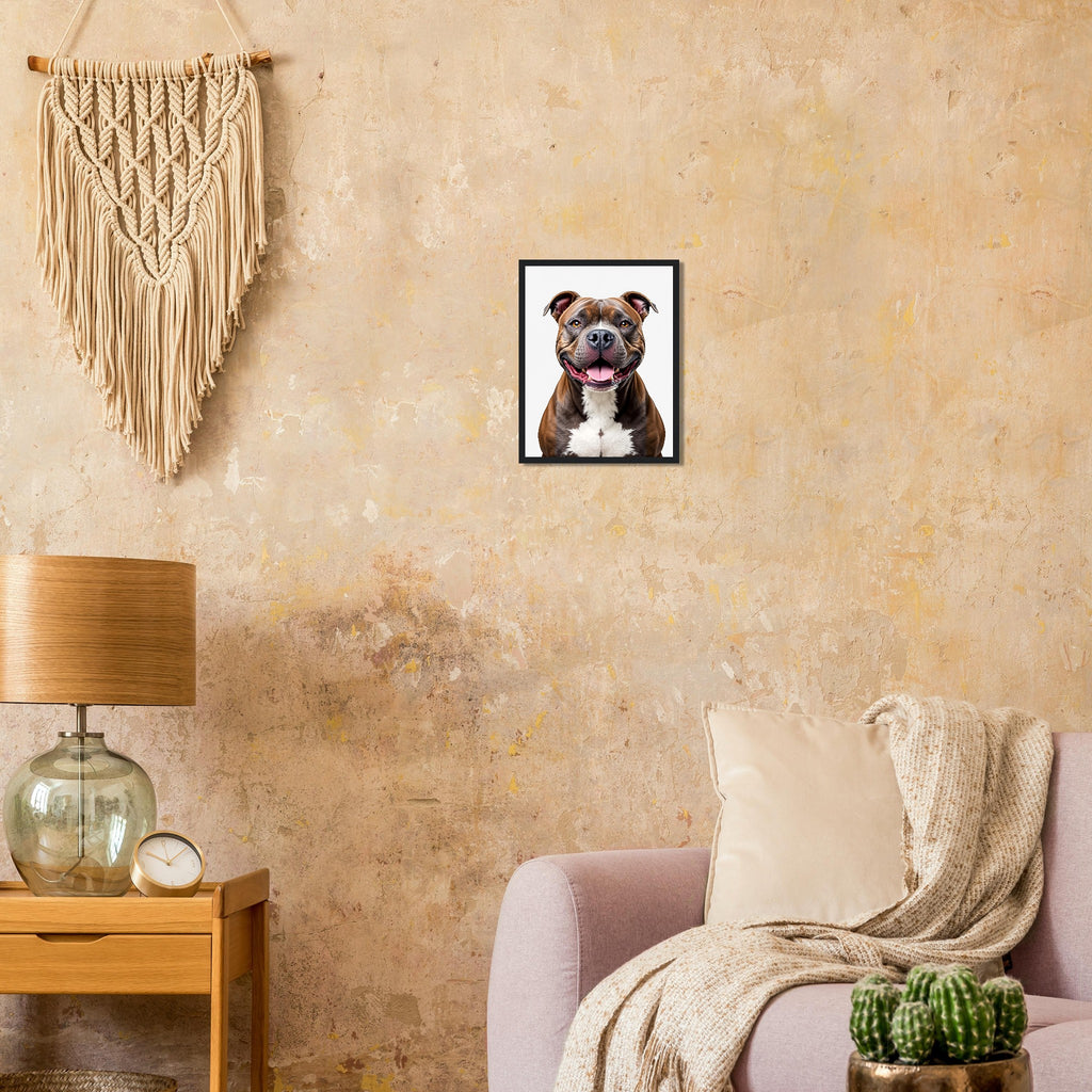 Staffie Smile Framed Art Print — detail view | Wild Thread Co
