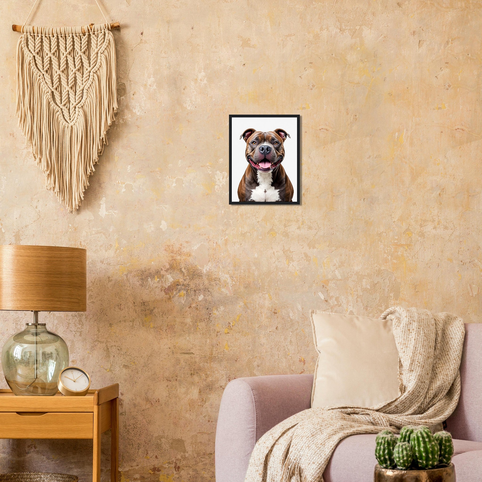 Staffie Smile Framed Art Print — detail view | Wild Thread Co