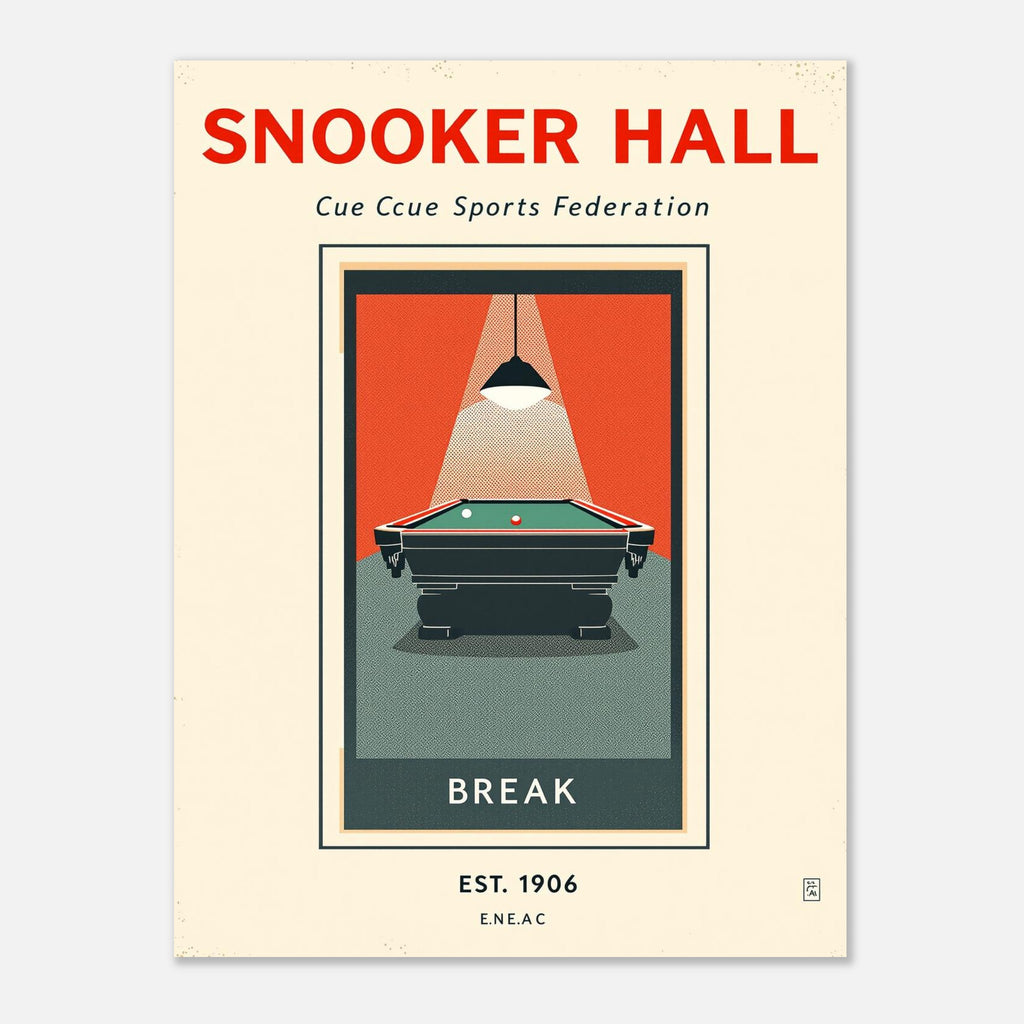 Snooker Hall Vintage Travel Poster Art Print — detail view | Wild Thread Co