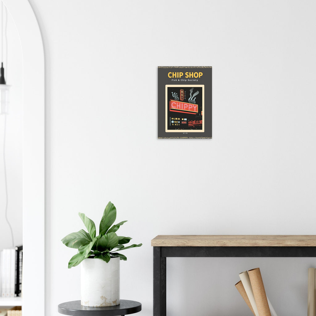 Chip Shop Vintage Travel Poster Art Print — detail view | Wild Thread Co
