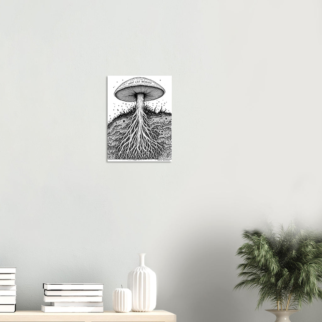 Dark Academia Mushroom Mycelium Art Print Poster Wall Art UK — Art Print | Wild Thread Co
