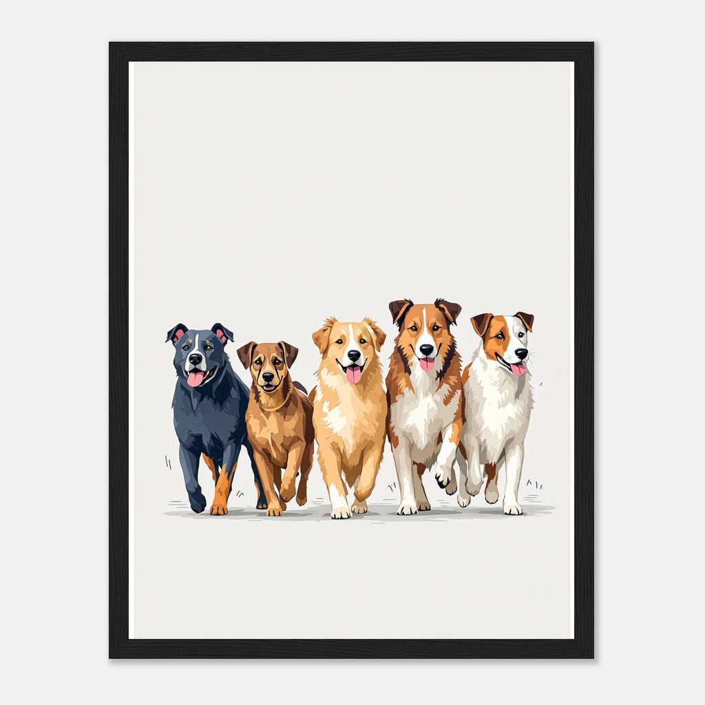 Dog Family Pack Art Framed Print Wall Art Ready to Hang UK — Framed Art Print | Wild Thread Co