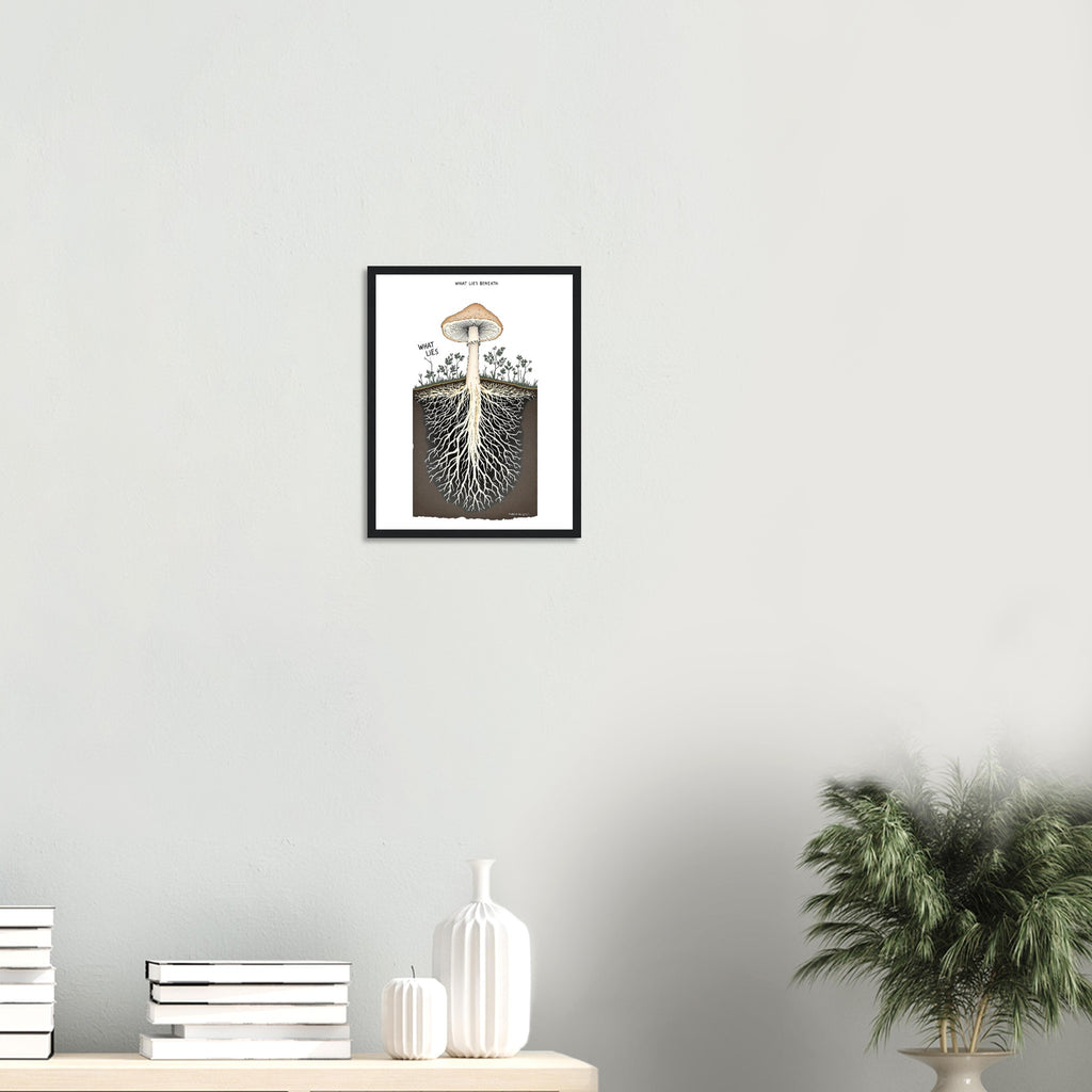 Mycelium Network Cross-section Framed Print Wall Art Ready to Hang UK UK Gift Framed Art Print — detail view | Wild Thread Co