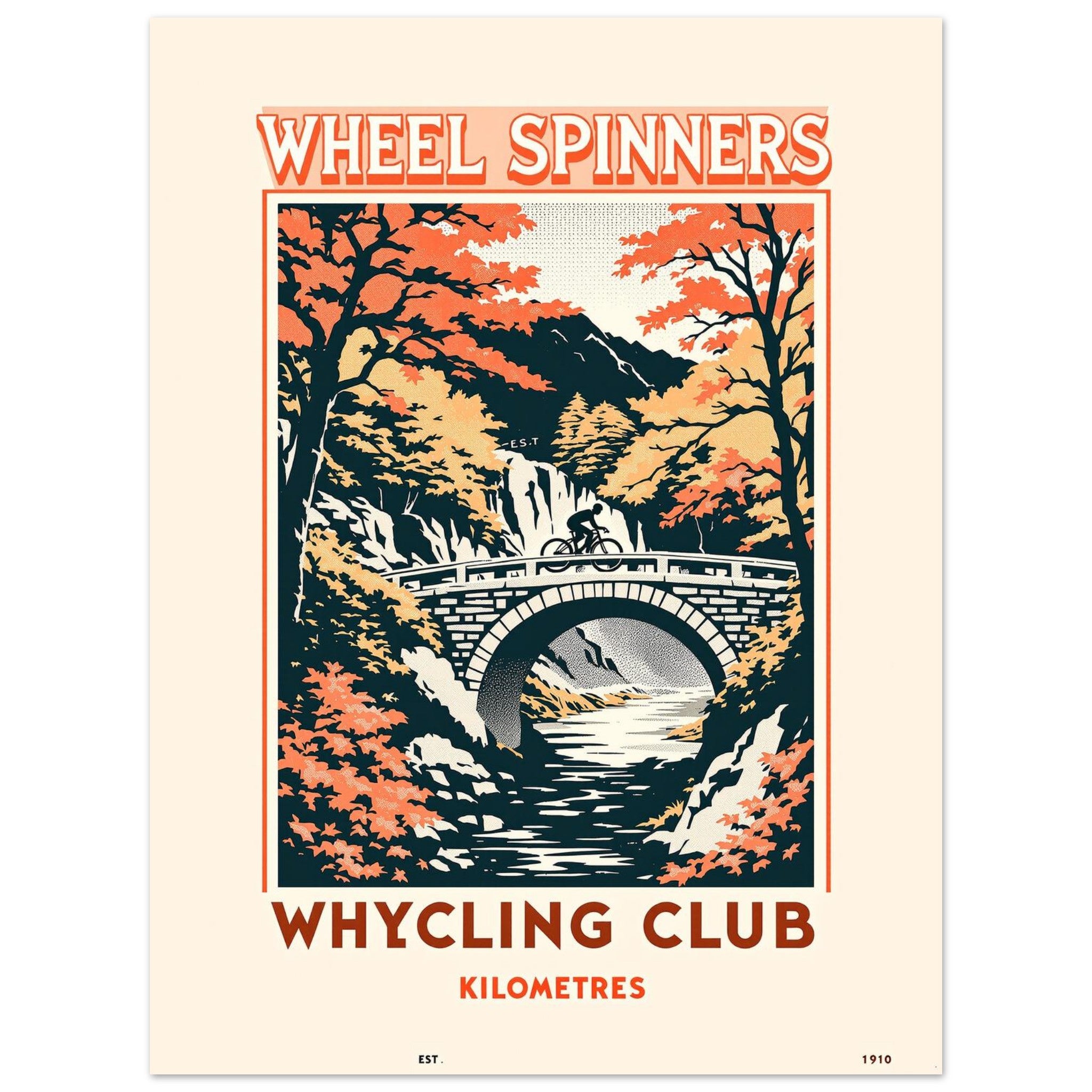 Wheel Spinners Vintage Travel Poster Art Print — detail view | Wild Thread Co