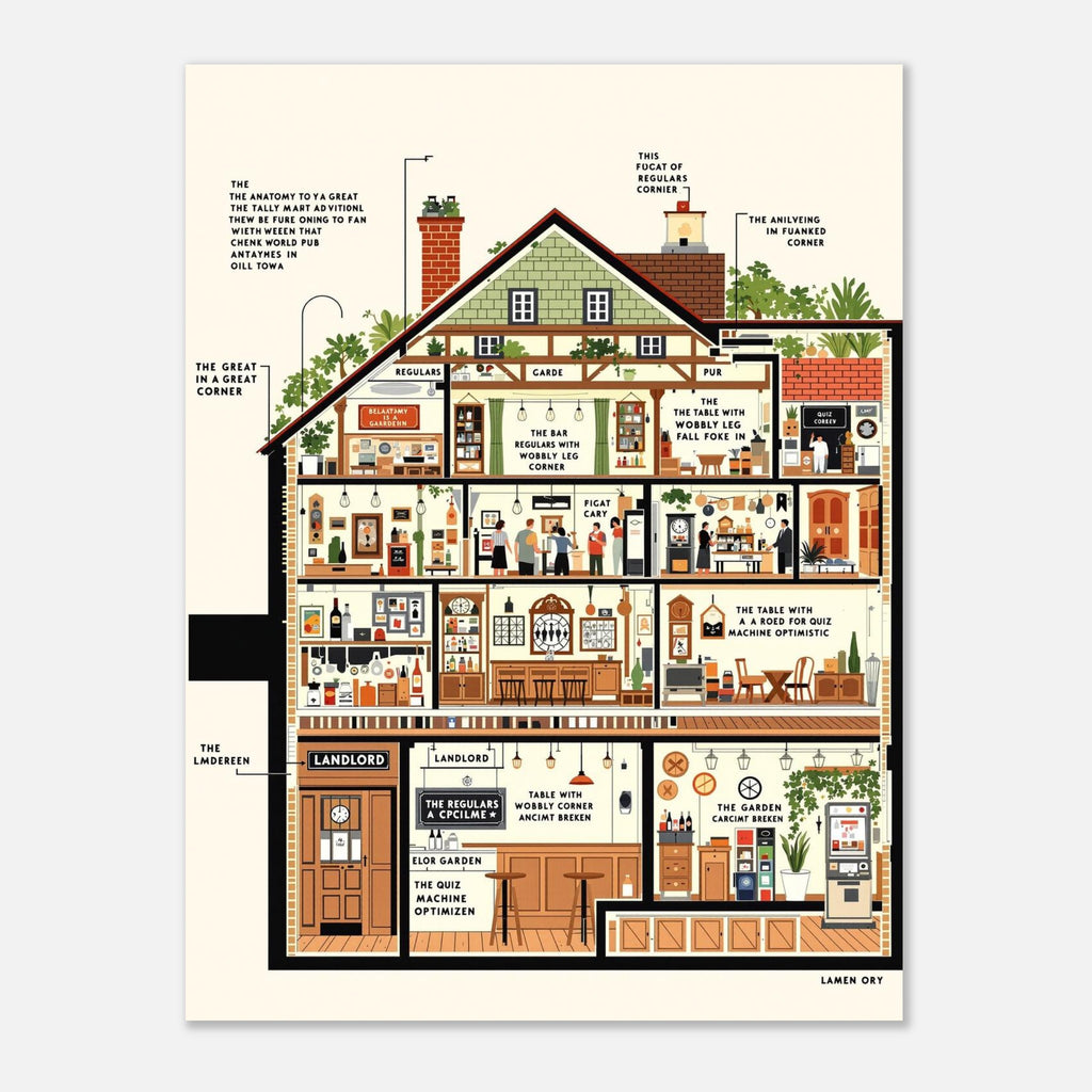 British Pub Anatomy Diagram Art Print Poster Wall Art UK — Art Print | Wild Thread Co