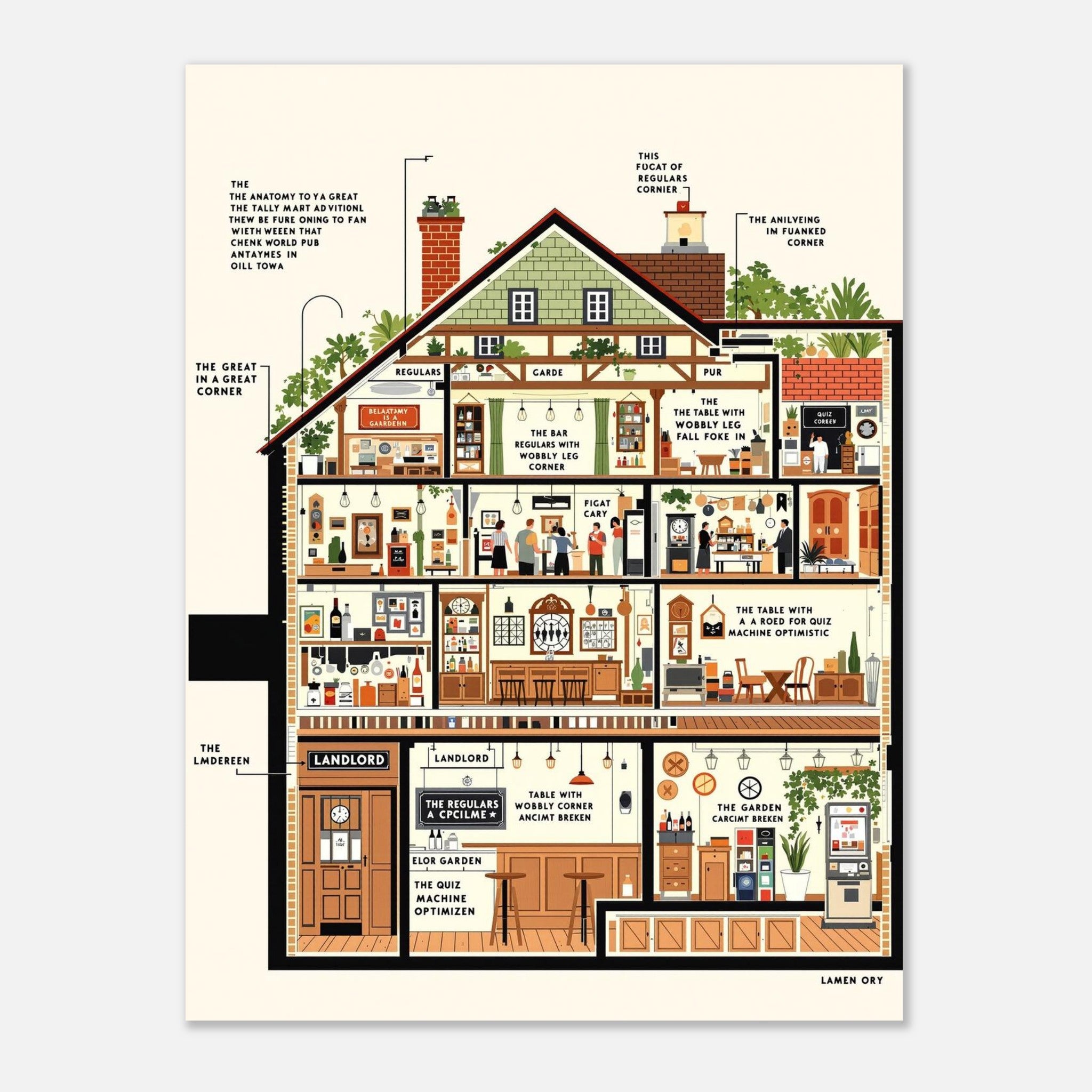 British Pub Anatomy Diagram Art Print Poster Wall Art UK — Art Print | Wild Thread Co