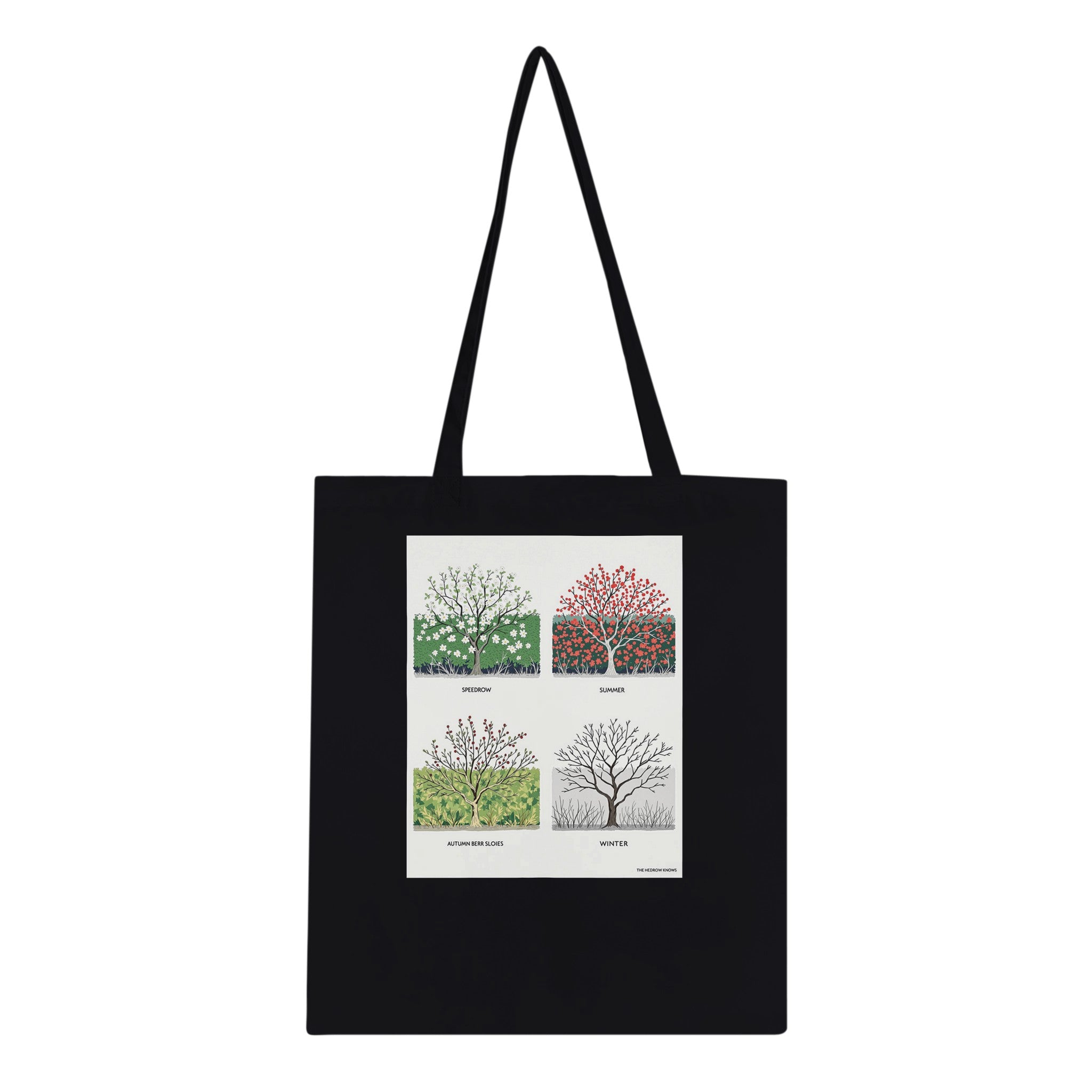 Hedgerow Four Seasons Panels Tote Bag Cotton Shopper UK Tote Bag — detail view | Wild Thread Co