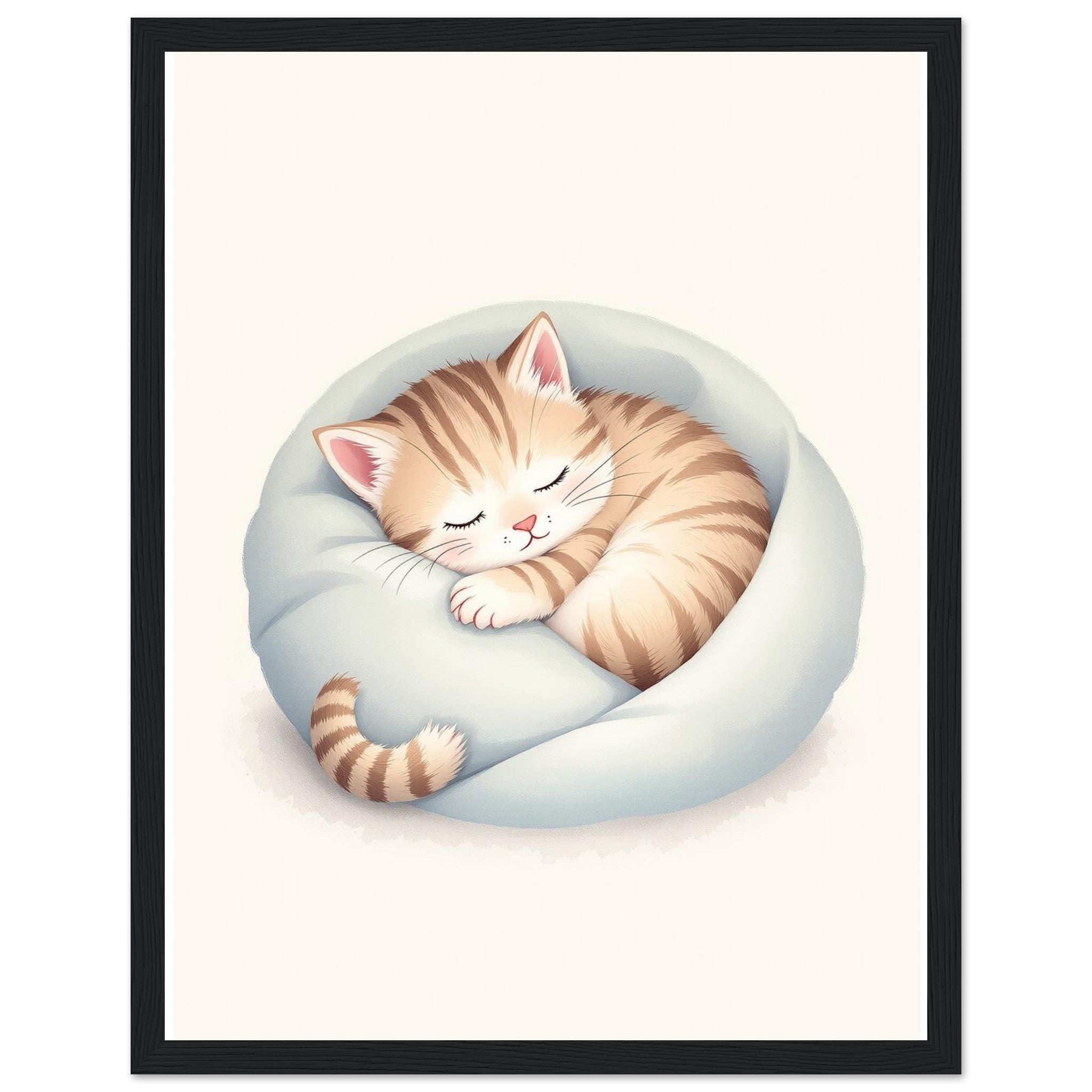 Sleeping Kitten Framed Print Wall Art Ready to Hang UK — Framed Art Print | Wild Thread Co UK