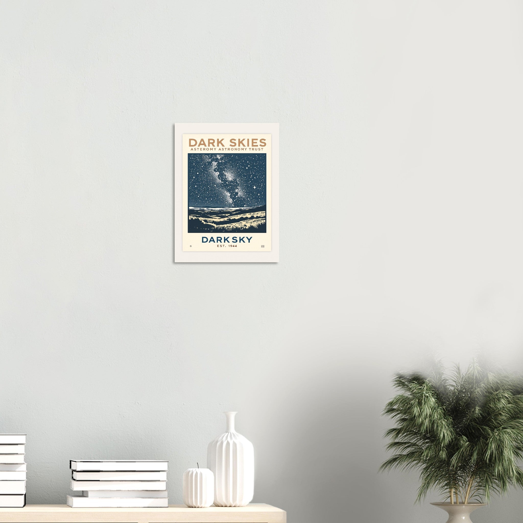 Dark Skies Vintage Travel Poster Art Print — detail view | Wild Thread Co