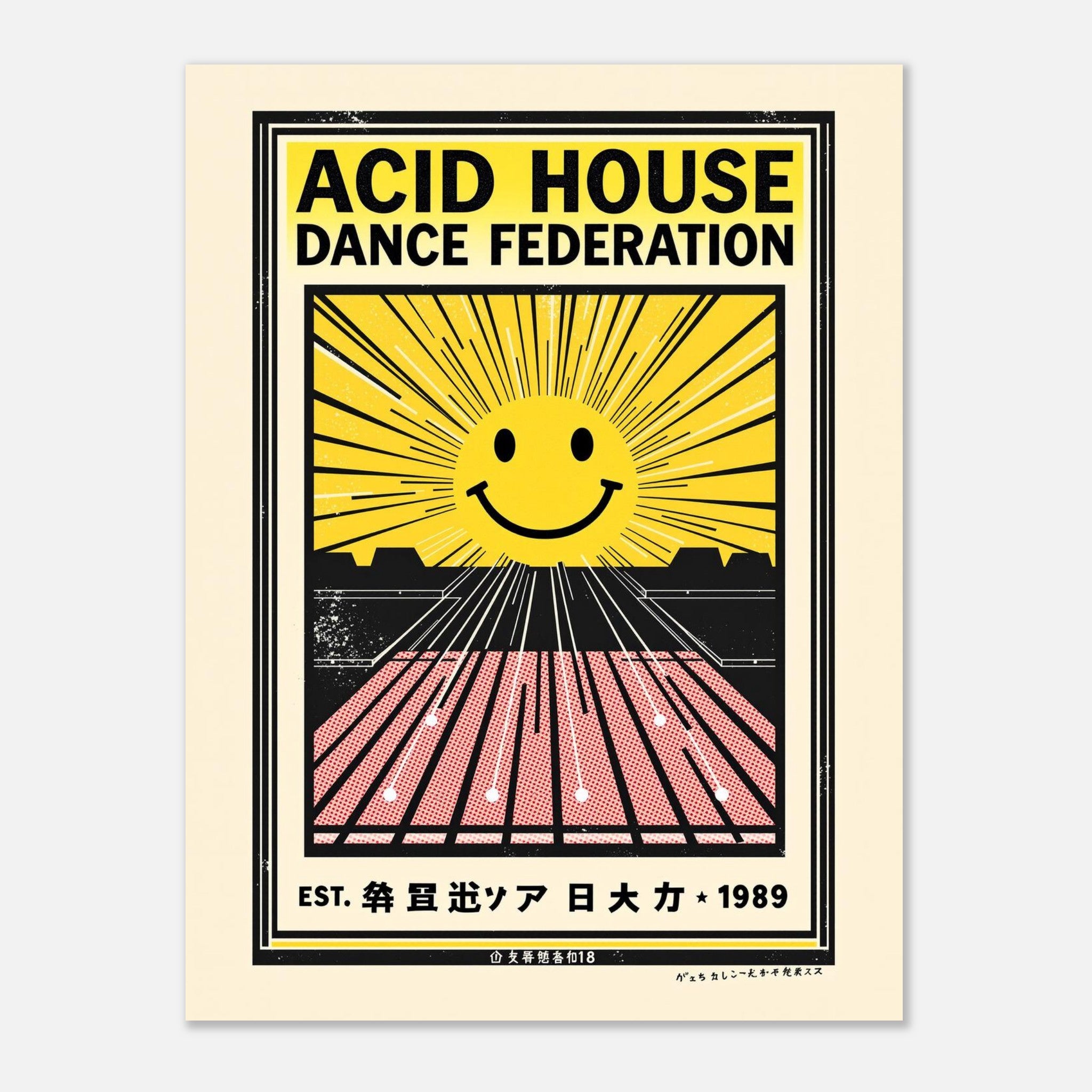 Acid House Vintage Travel Poster Art Print — detail view | Wild Thread Co
