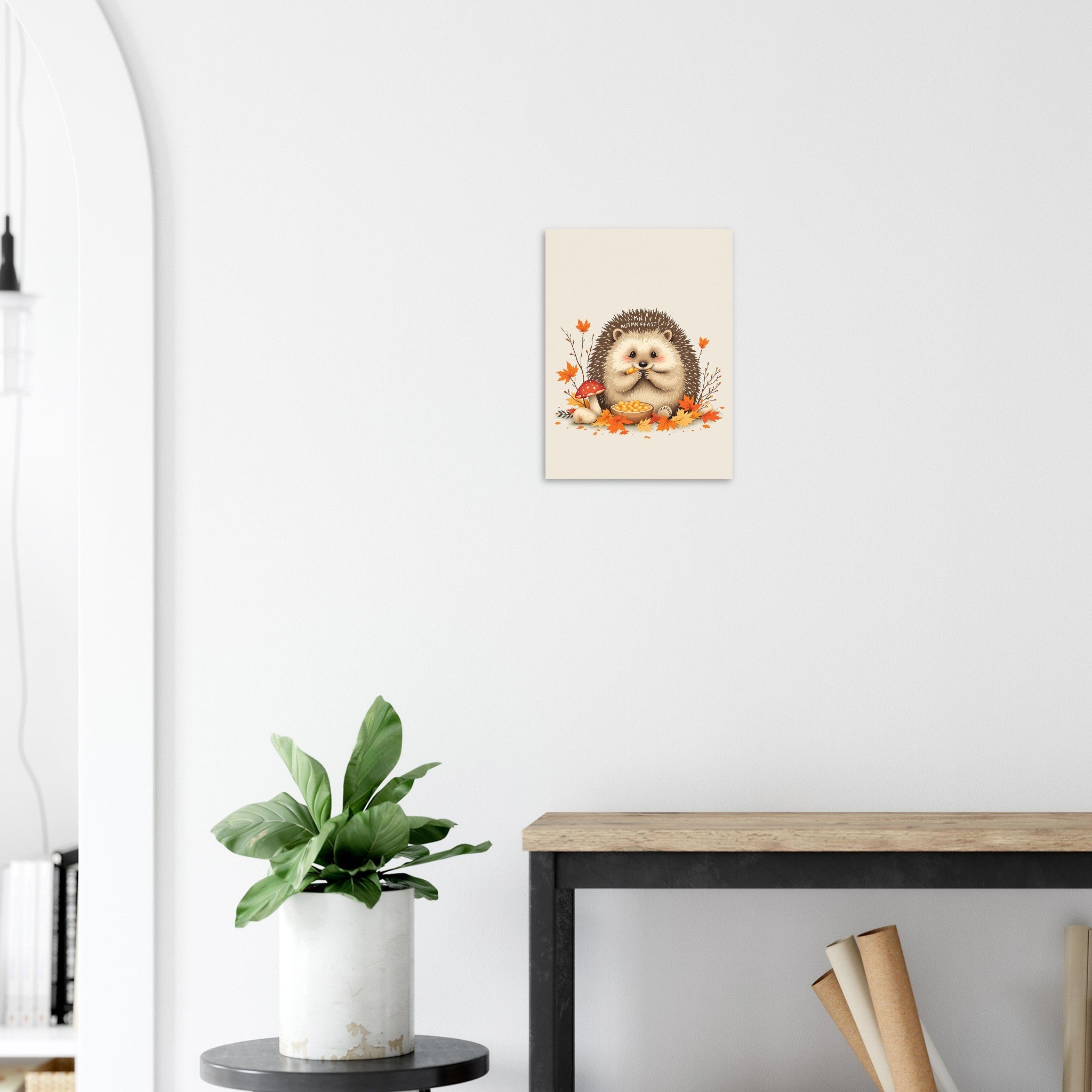 Hedgehog Autumn Feast A1 Art Print Art Print — detail view | Wild Thread Co