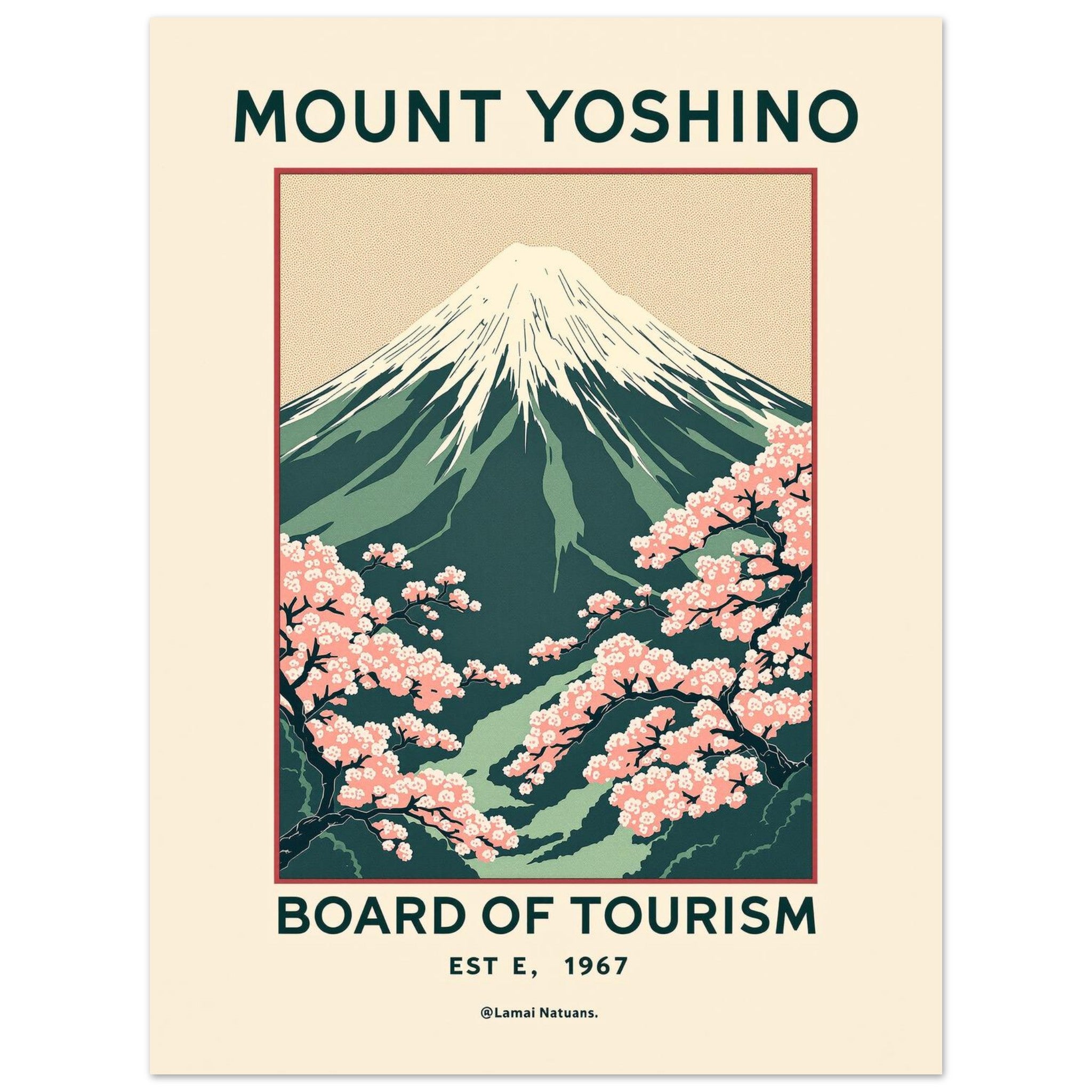 Mount Yoshino Vintage Travel Poster Art Print — detail view | Wild Thread Co