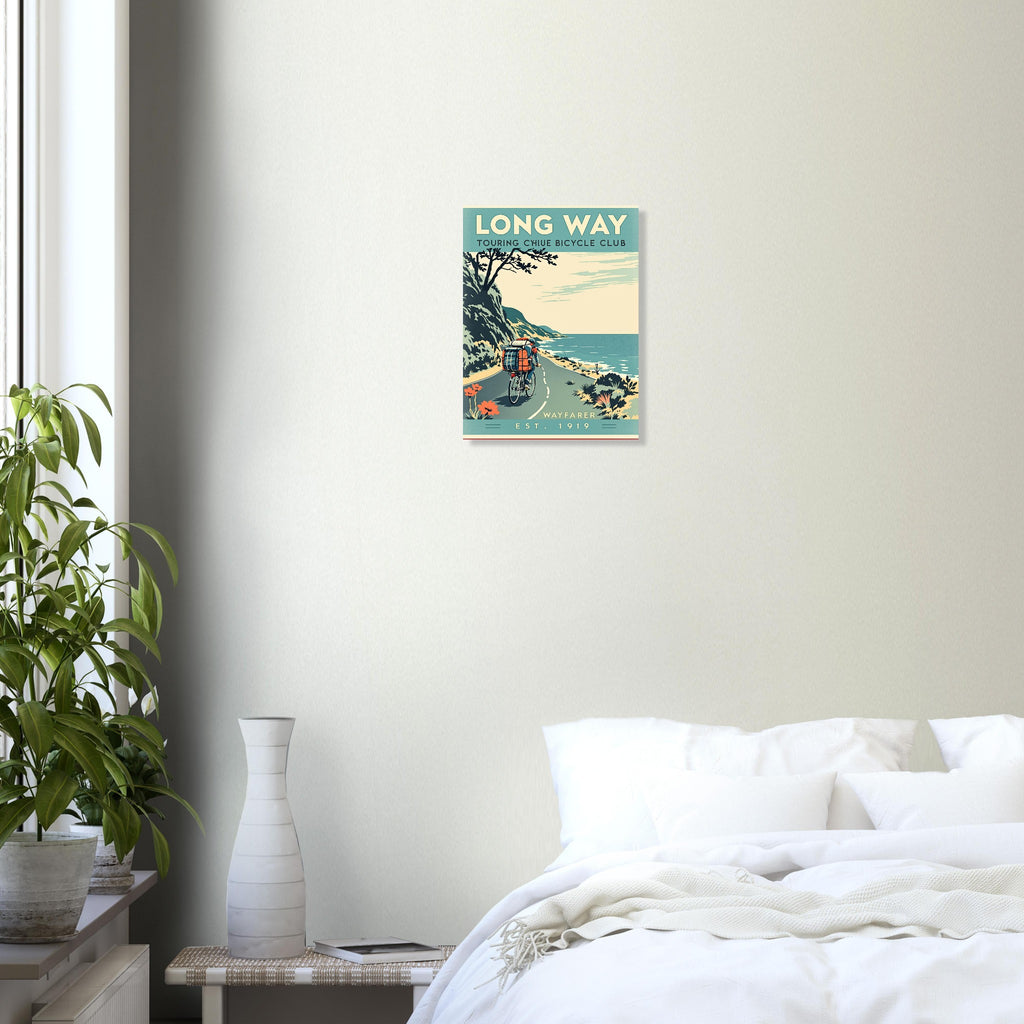Long Way Vintage Travel Poster Art Print — detail view | Wild Thread Co
