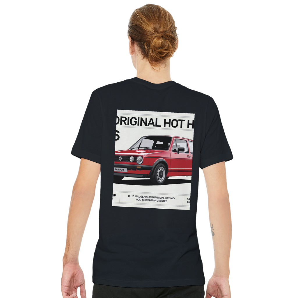 Vw Golf Gti Mk1 Hot Hatch Spec T-Shirt — detail view | Wild Thread Co