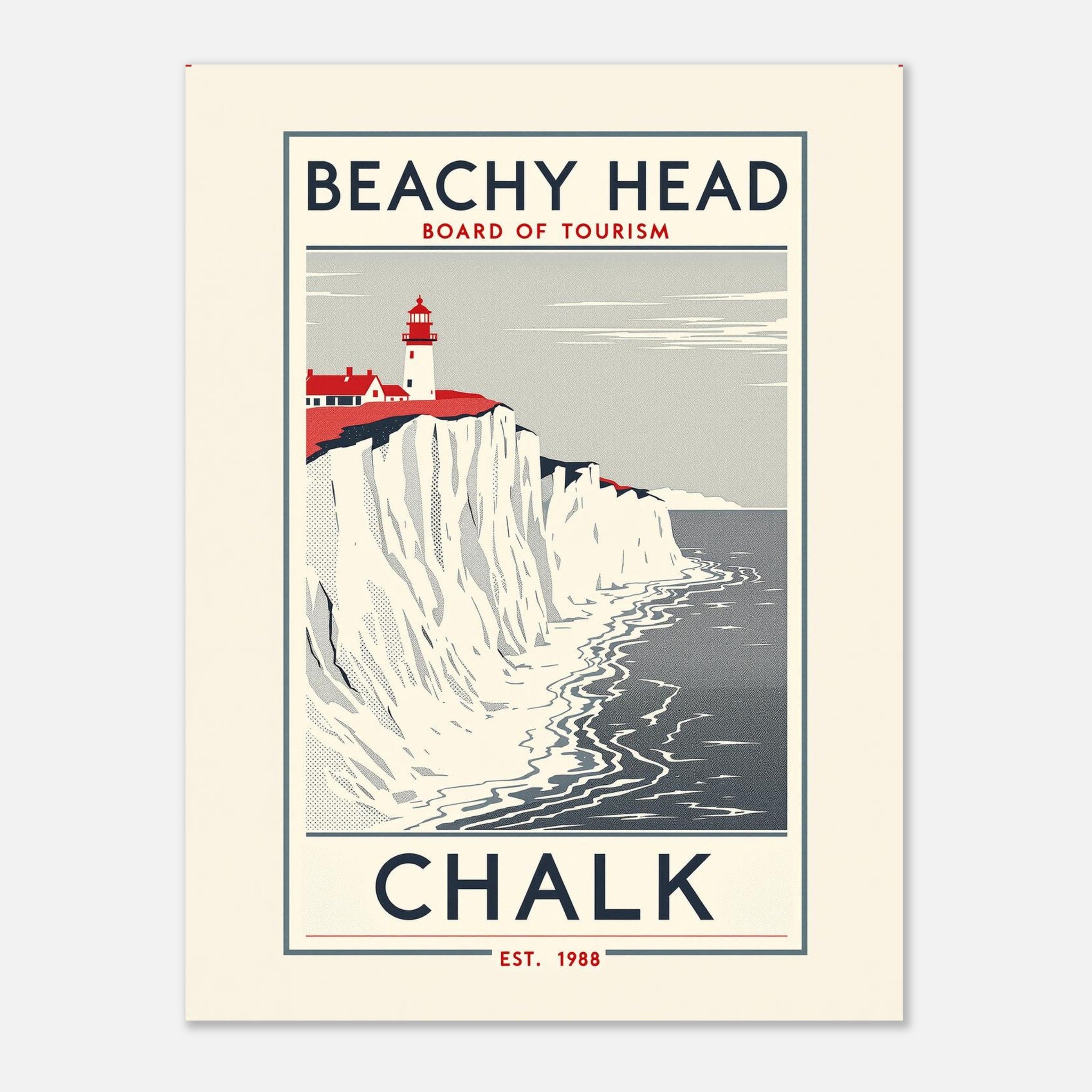 Beachy Head Vintage Travel Poster Art Print — detail view | Wild Thread Co