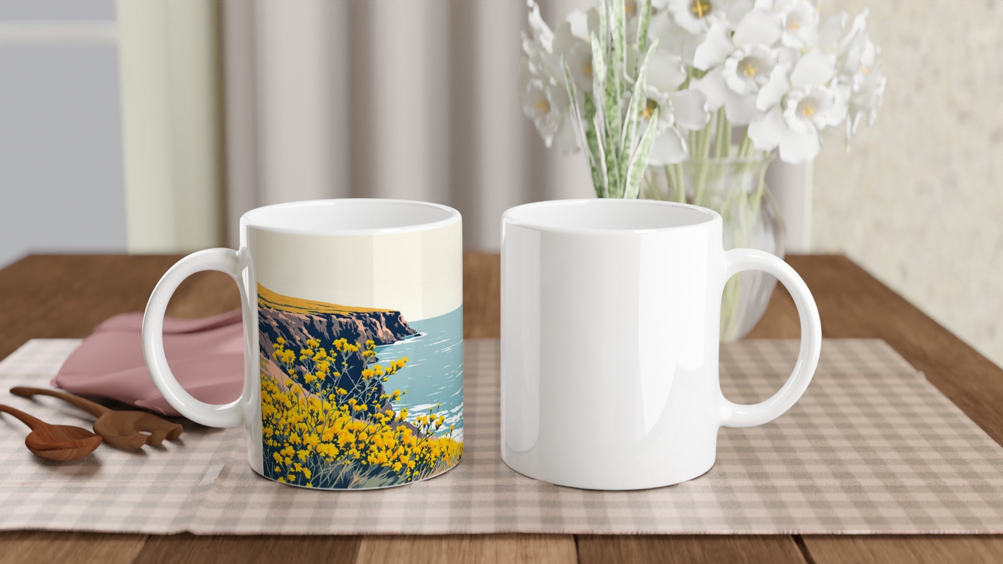 Gorse Coastal Moor Yellow Mug — detail view | Wild Thread Co