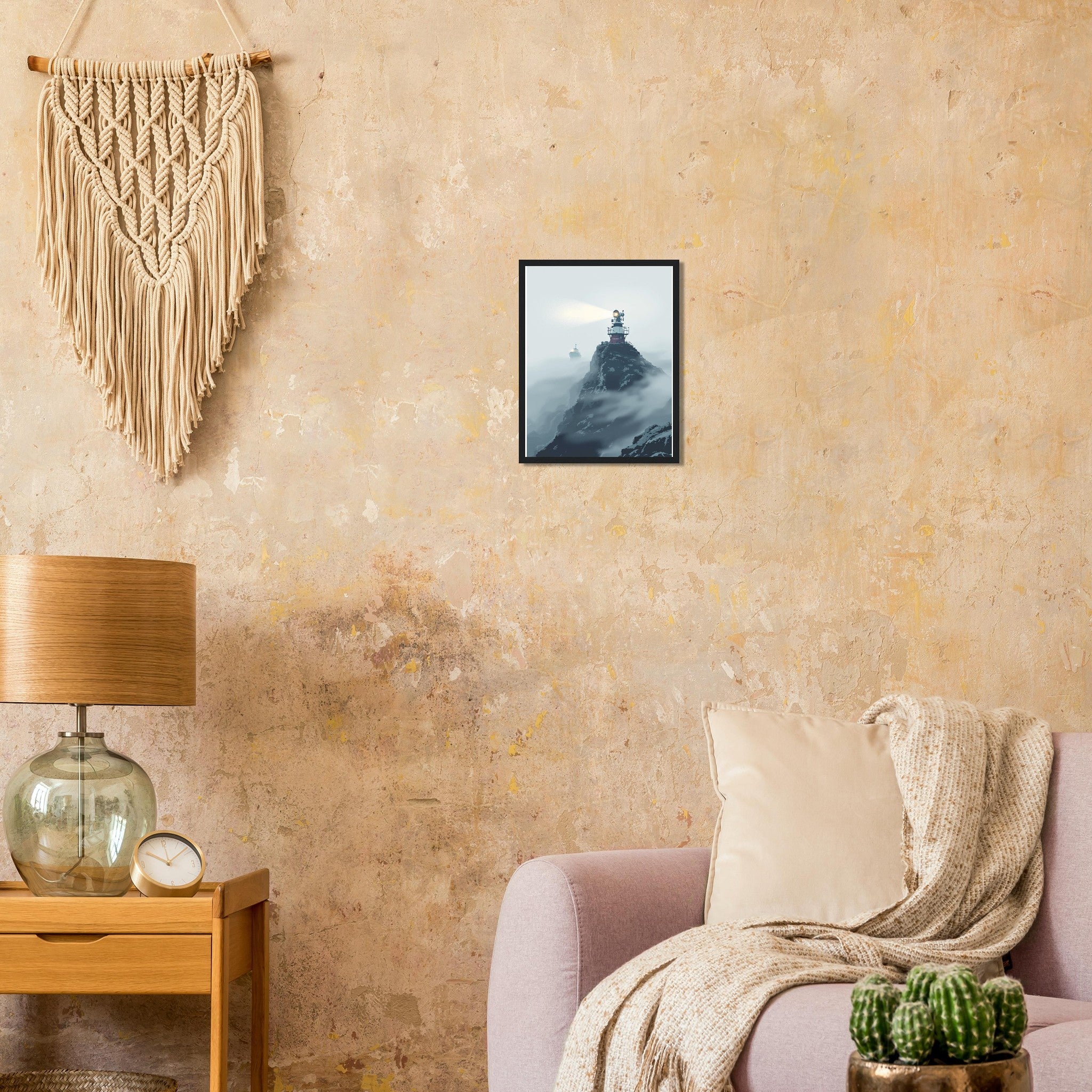 Coastal Fog Horn Headland Ship Framed Art Print — detail view | Wild Thread Co