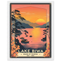 Lake Biwa Vintage Travel Poster Framed Art Print — detail view | Wild Thread Co