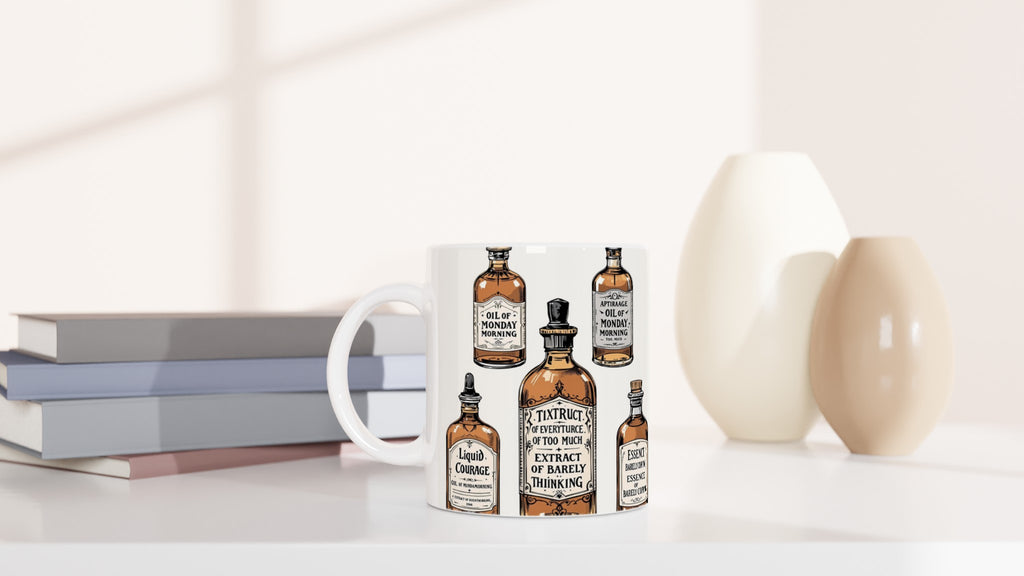 Apothecary Bottles Mug — detail view | Wild Thread Co