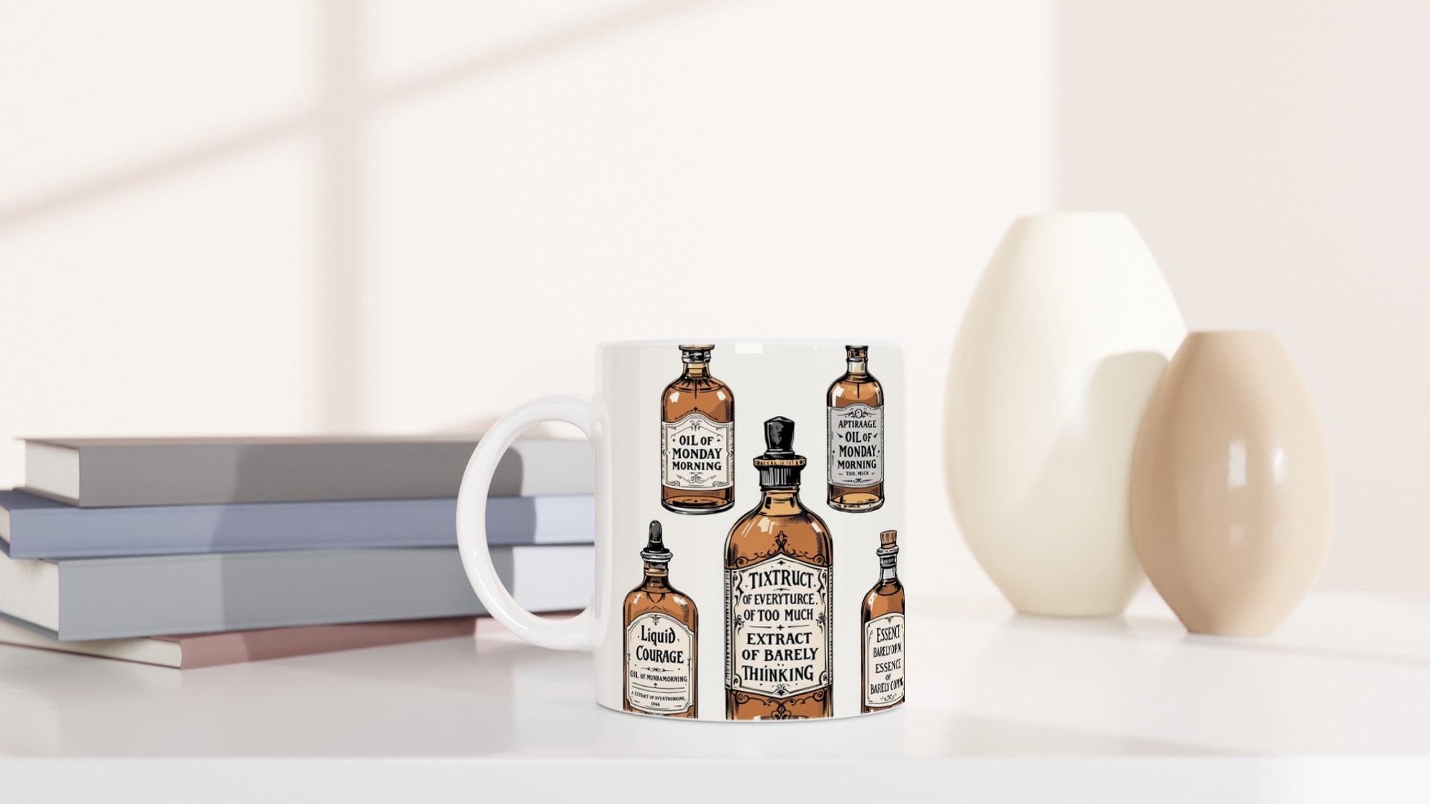 Apothecary Bottles Mug — detail view | Wild Thread Co