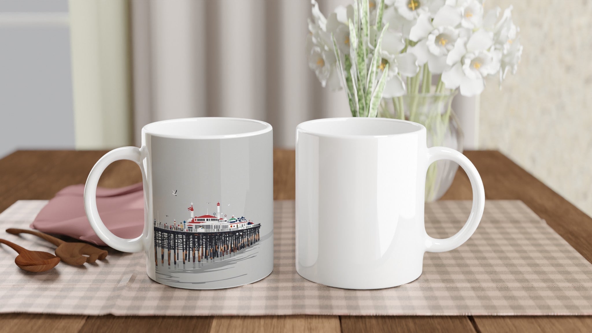 Victorian Seaside Pier Mug — detail view | Wild Thread Co