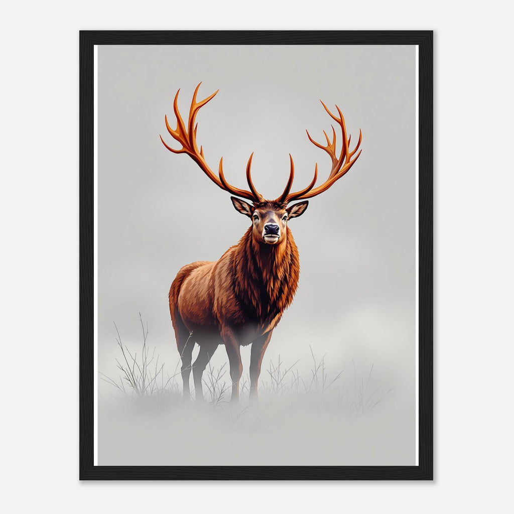Deer Stag Antlers Framed Print Wall Art Ready to Hang UK Framed Art Print — detail view | Wild Thread Co