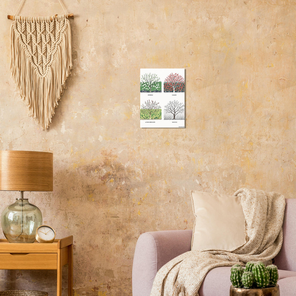 Hedgerow Four Seasons Panel A1 Art Print Art Print — detail view | Wild Thread Co
