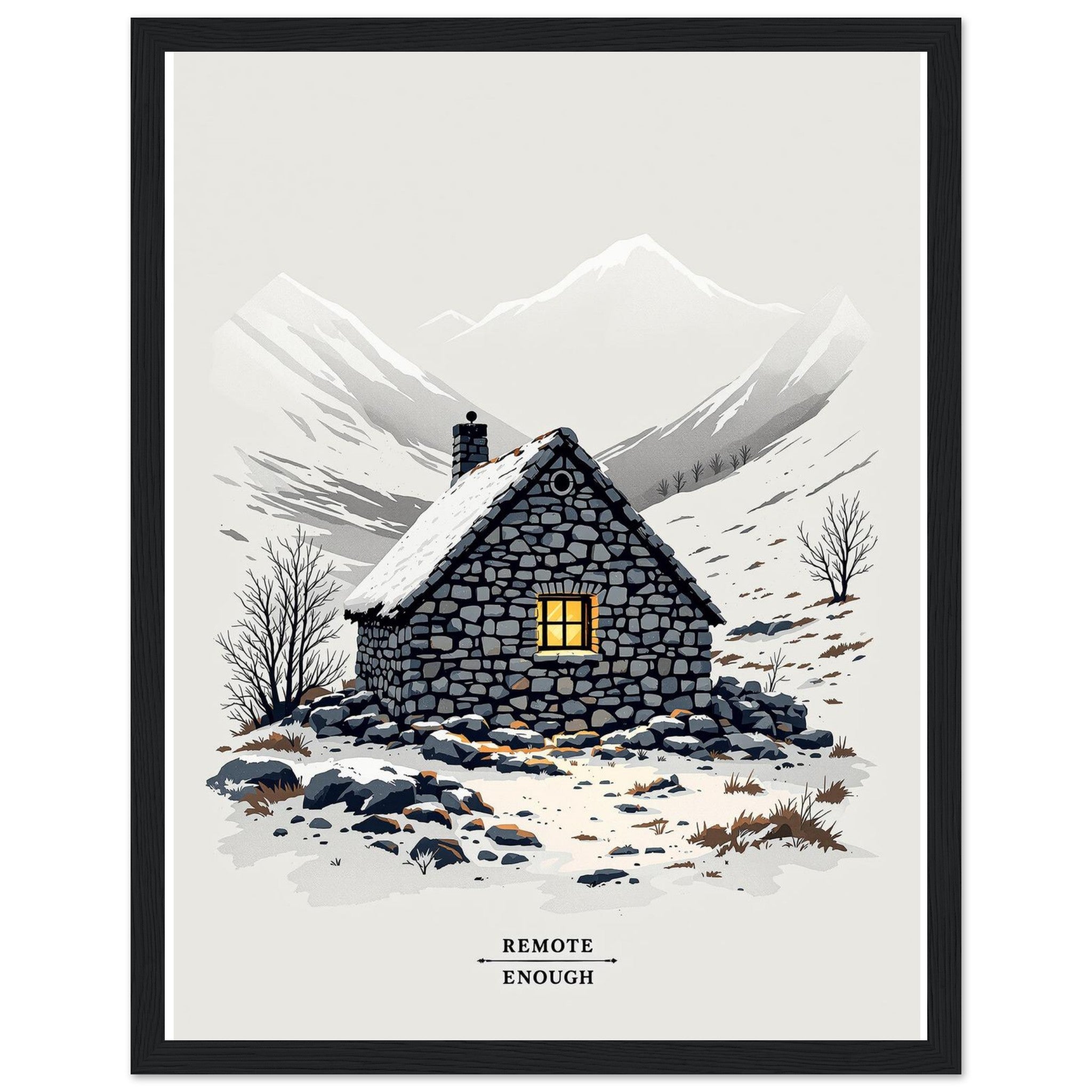 Mountain Bothy Framed Print Wall Art Ready to Hang UK — Framed Art Print | Wild Thread Co UK