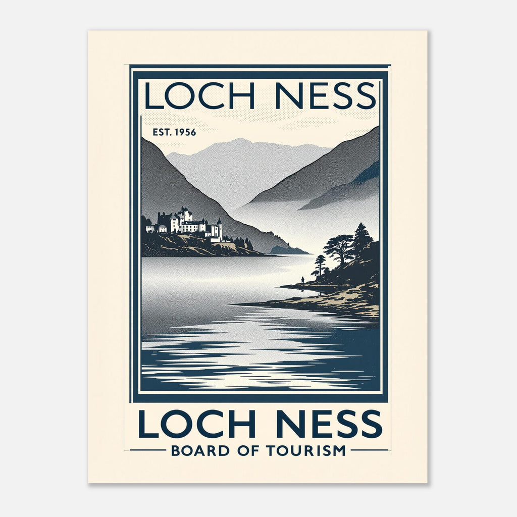 Loch Ness Vintage Travel Poster Art Print — detail view | Wild Thread Co