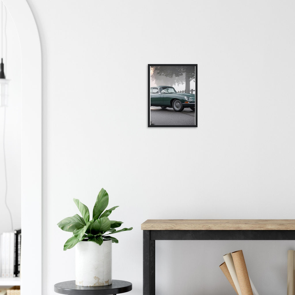 E-type Jaguar Profile Framed Art Print — detail view | Wild Thread Co