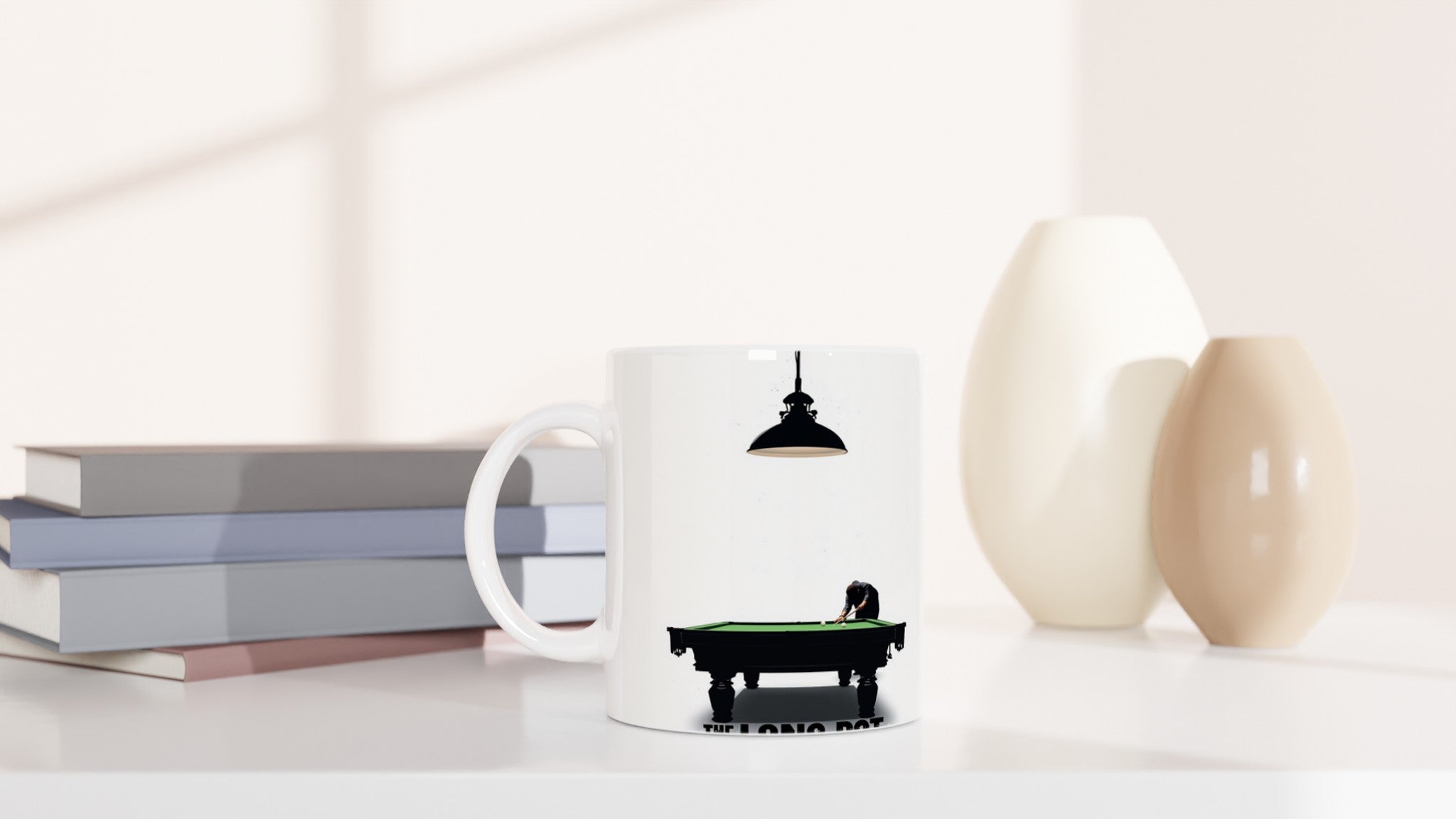The Long Pot Snooker Shirt Mug — detail view | Wild Thread Co