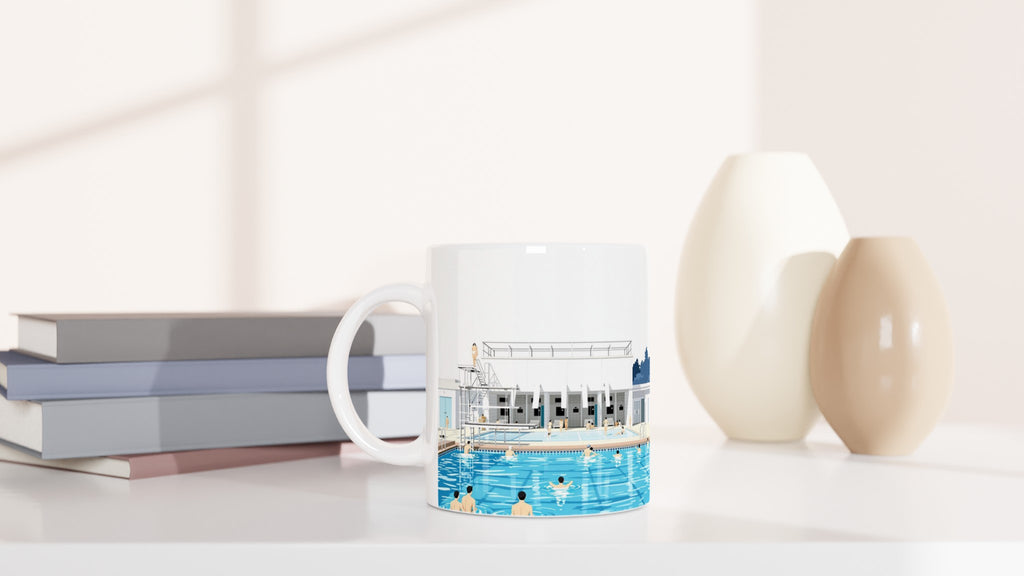 Art Deco Outdoor Lido Pool Mug — detail view | Wild Thread Co