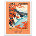 Lake Towada Vintage Travel Poster Framed Art Print — detail view | Wild Thread Co