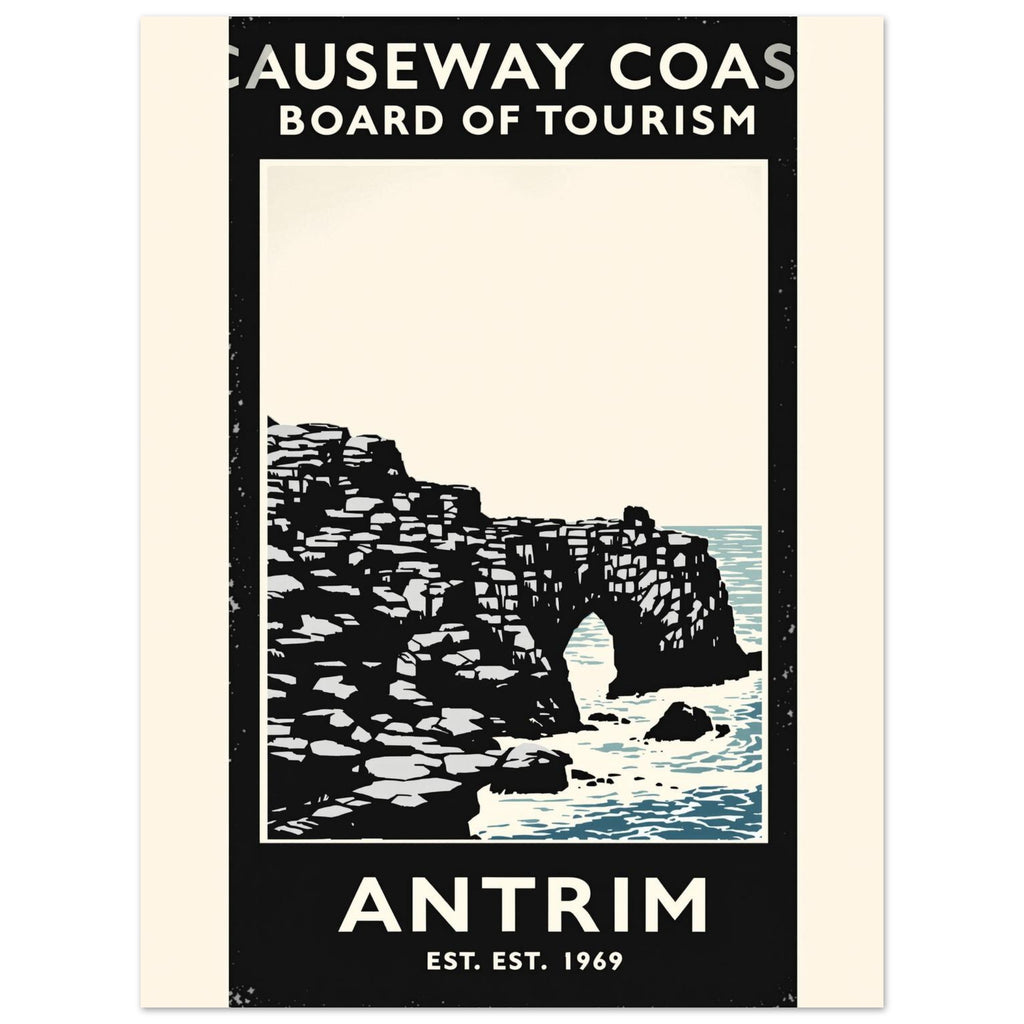 Causeway Coast Vintage Travel Poster Art Print — detail view | Wild Thread Co