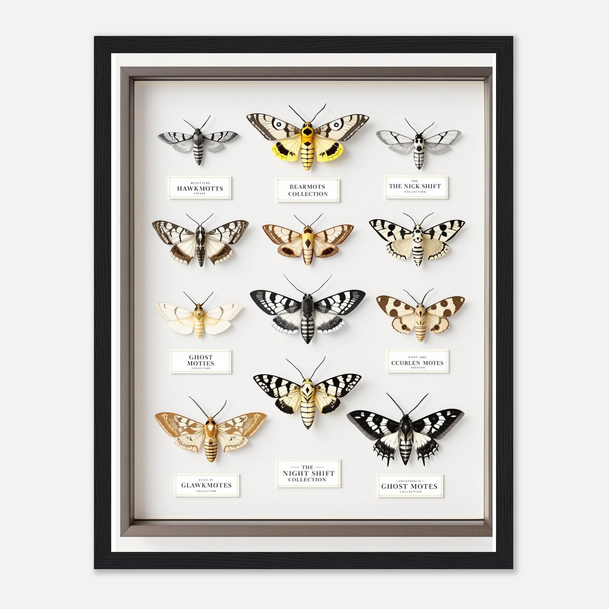 Moth Collector Specimen Case Framed Print Wall Art Ready to Hang UK Framed Art Print — detail view | Wild Thread Co
