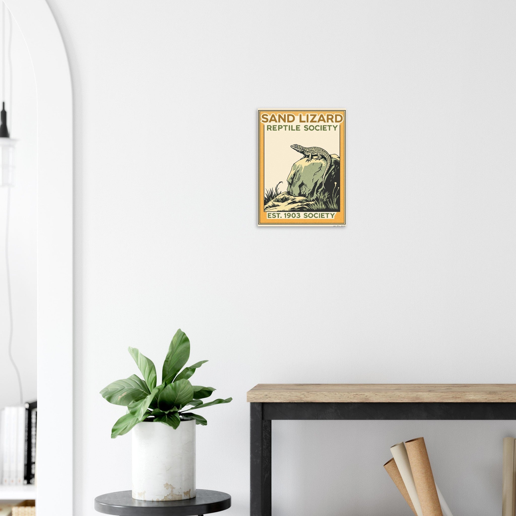 Sand Lizard Vintage Travel Poster Art Print — detail view | Wild Thread Co