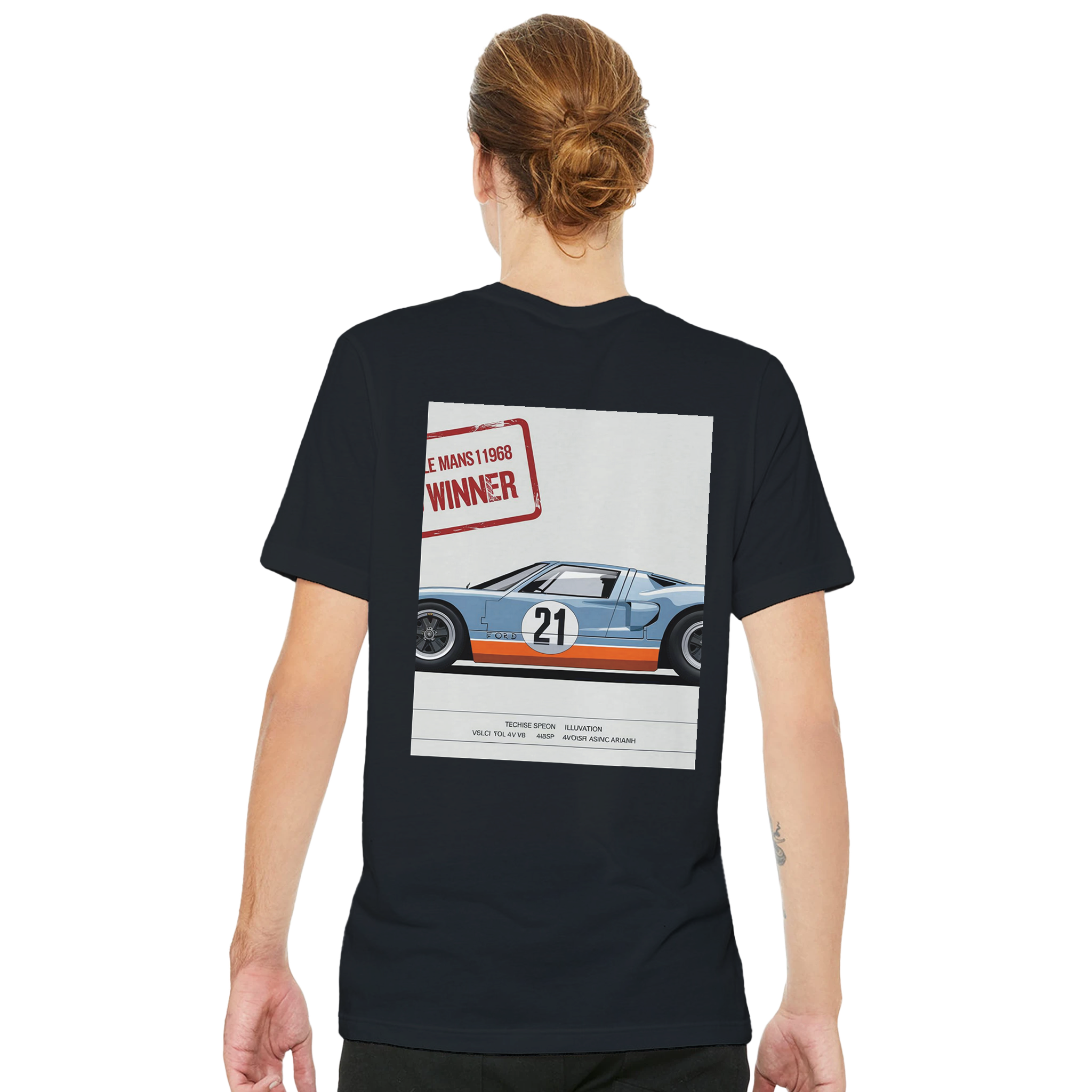 Ford Gt40 Gulf Spec Sheet T-Shirt — detail view | Wild Thread Co