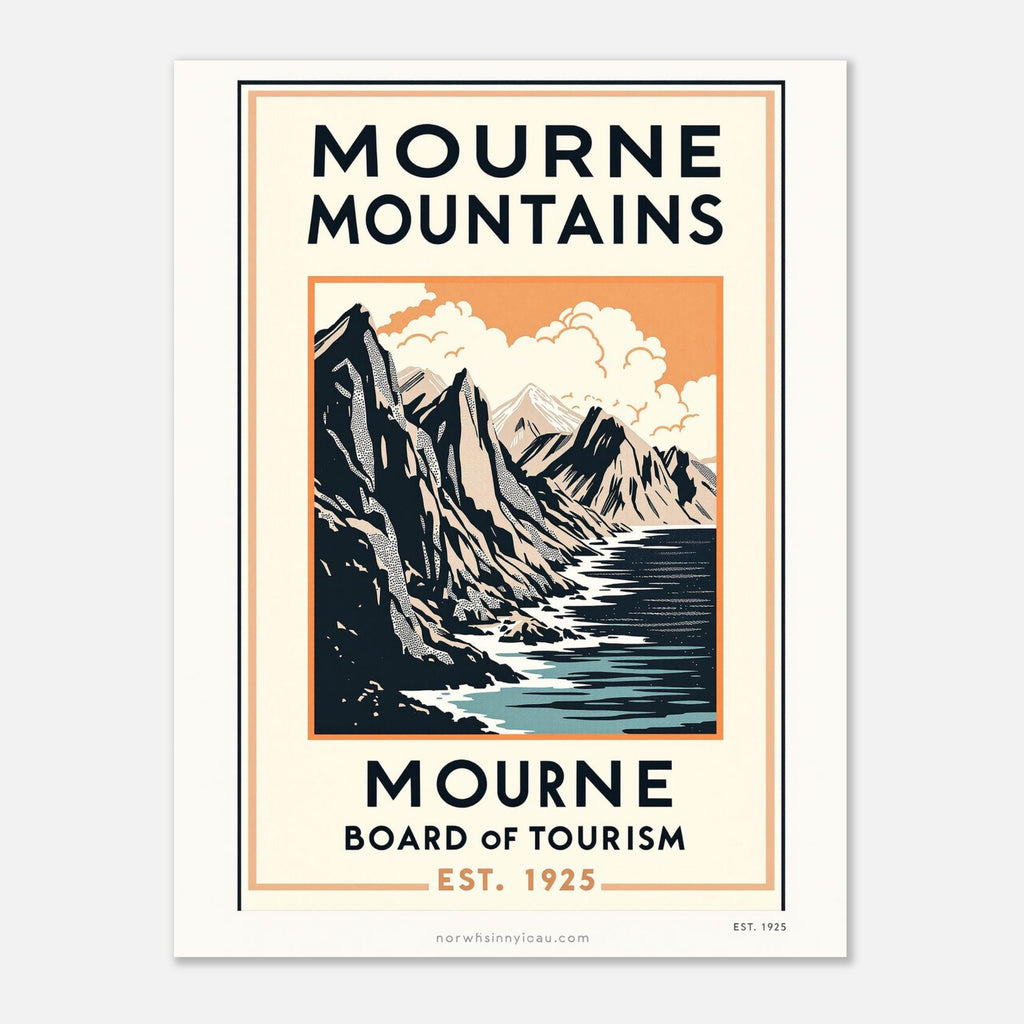 Mourne Mountains Vintage Travel Poster Art Print — detail view | Wild Thread Co