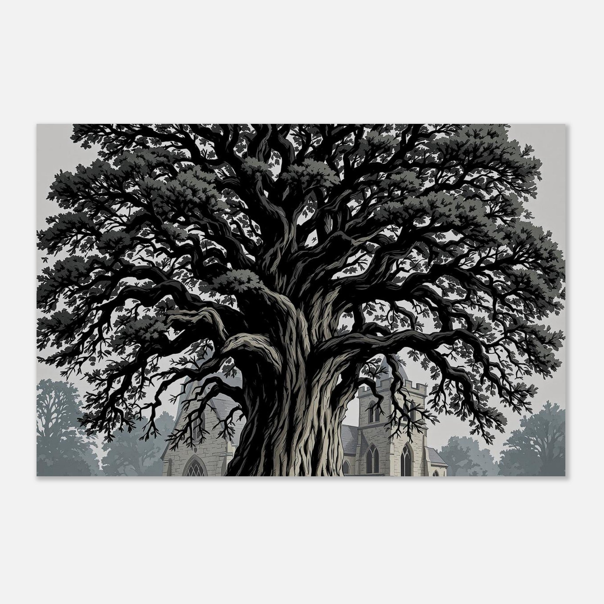 Ancient Yew Churchyard Print Material — detail view | Wild Thread Co