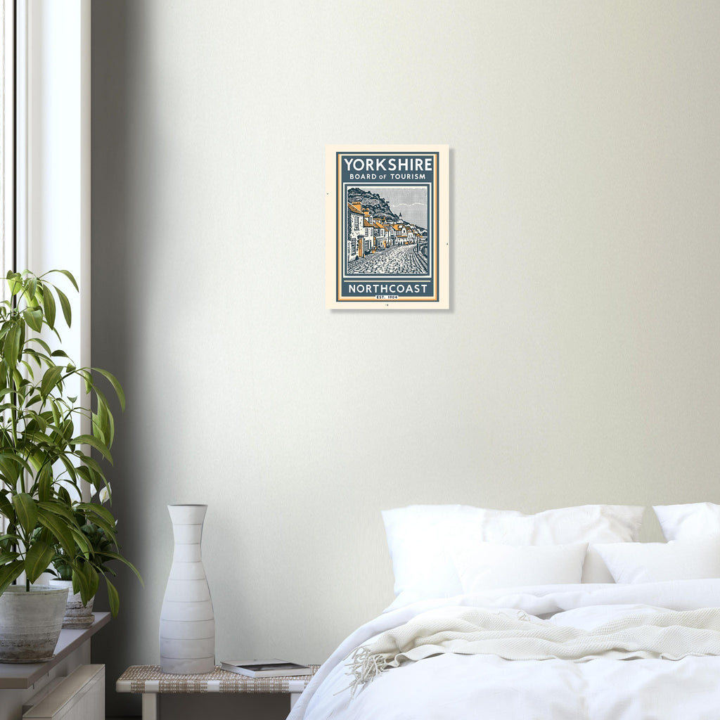 Yorkshire Coast Vintage Travel Poster Art Print — detail view | Wild Thread Co