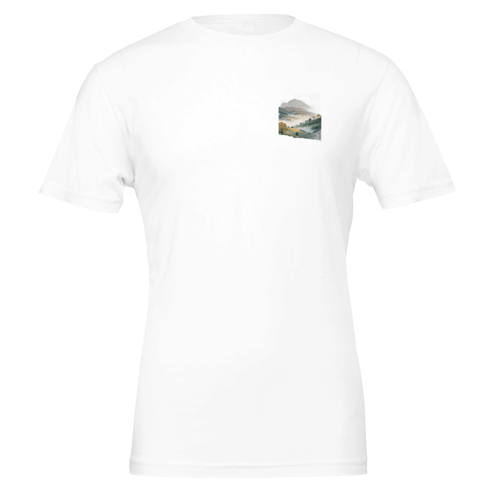 Morning Mist Valley Farm T-Shirt — detail view | Wild Thread Co