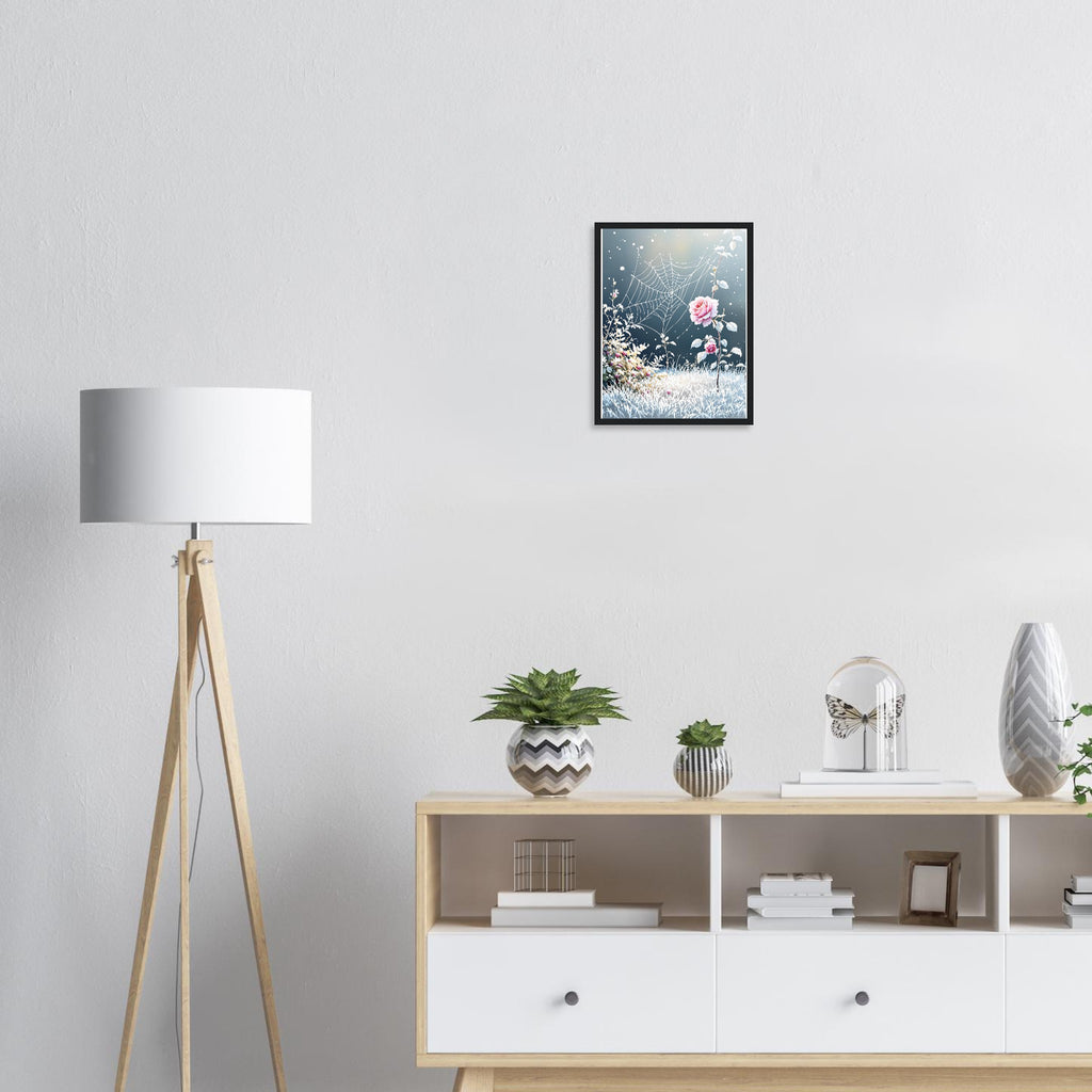 First Frost Garden Morning Rose Framed Art Print — detail view | Wild Thread Co