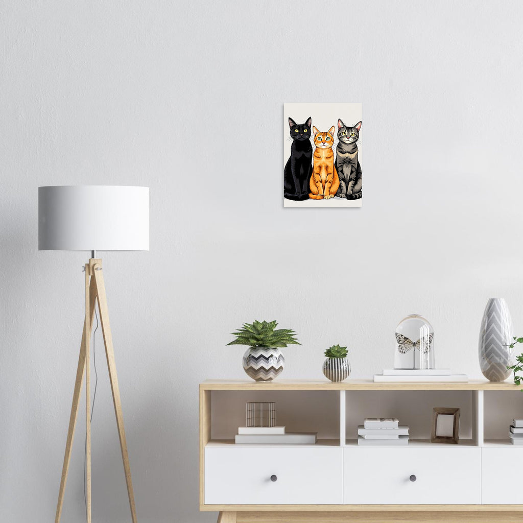 three cats in a row Art Print — Art Print | Wild Thread Co UK
